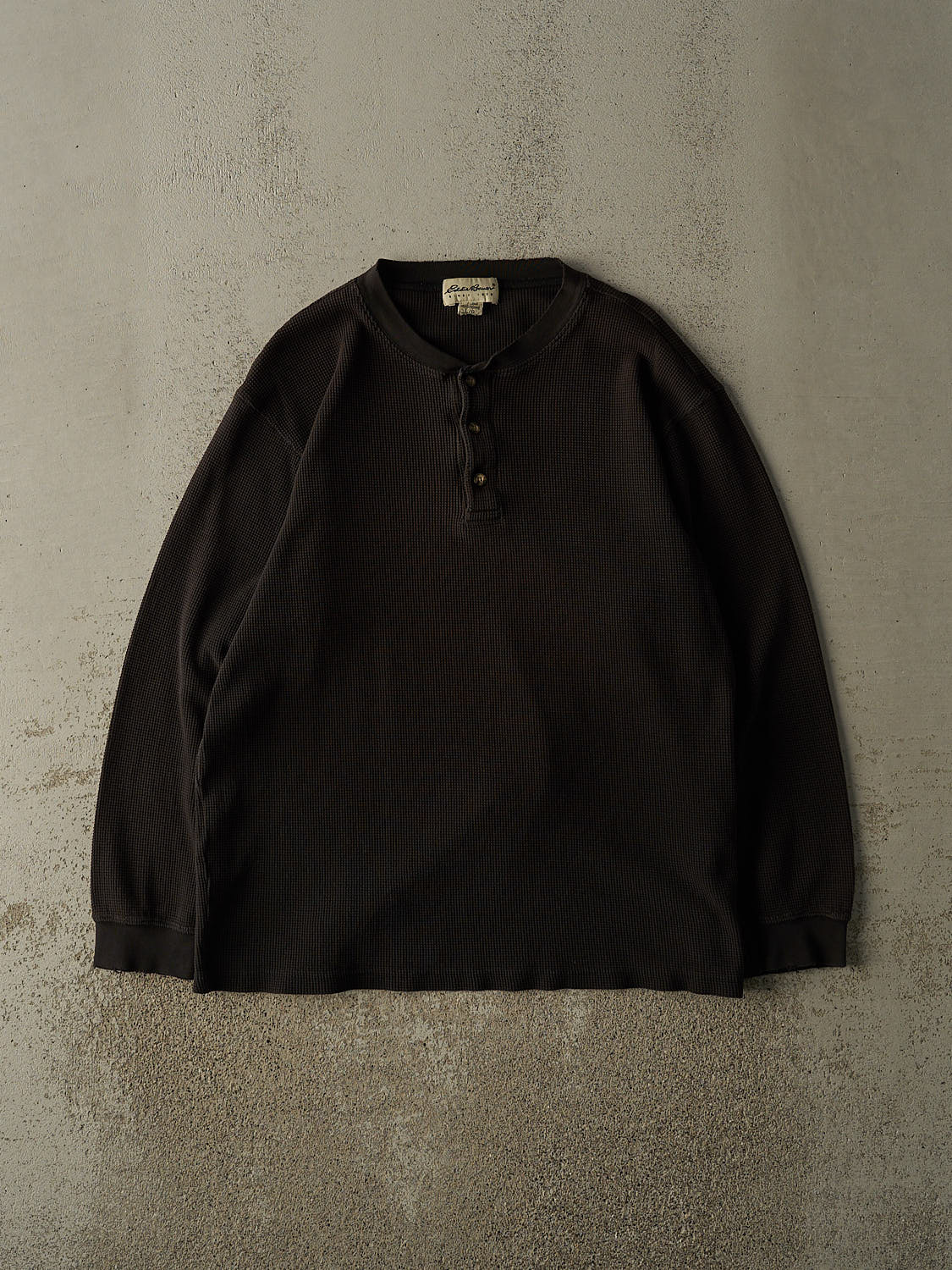 Vintage 90s Black Eddie Bauer Quarter Button Thermal Long Sleeve (L/XL)