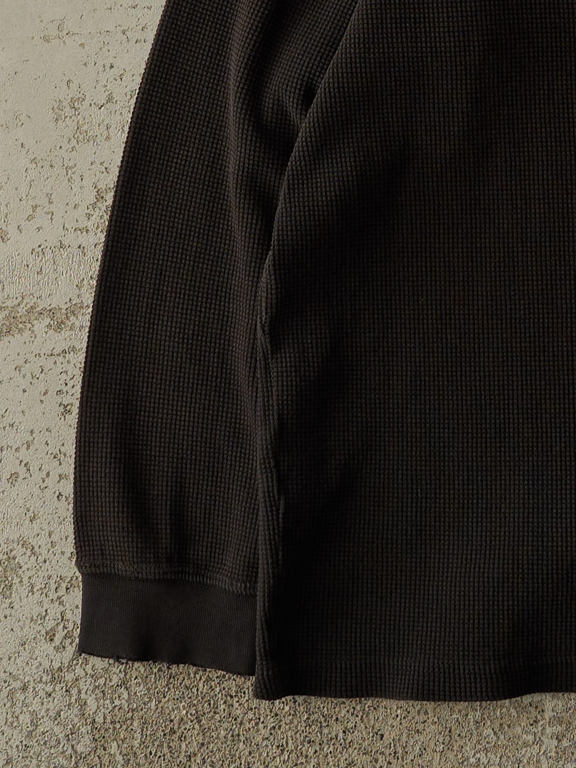 Vintage 90s Black Eddie Bauer Quarter Button Thermal Long Sleeve (L/XL)