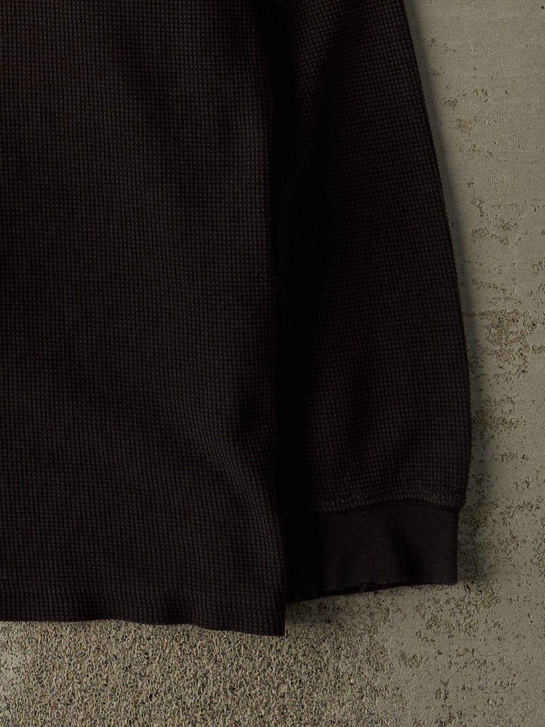 Vintage 90s Black Eddie Bauer Quarter Button Thermal Long Sleeve (L/XL)