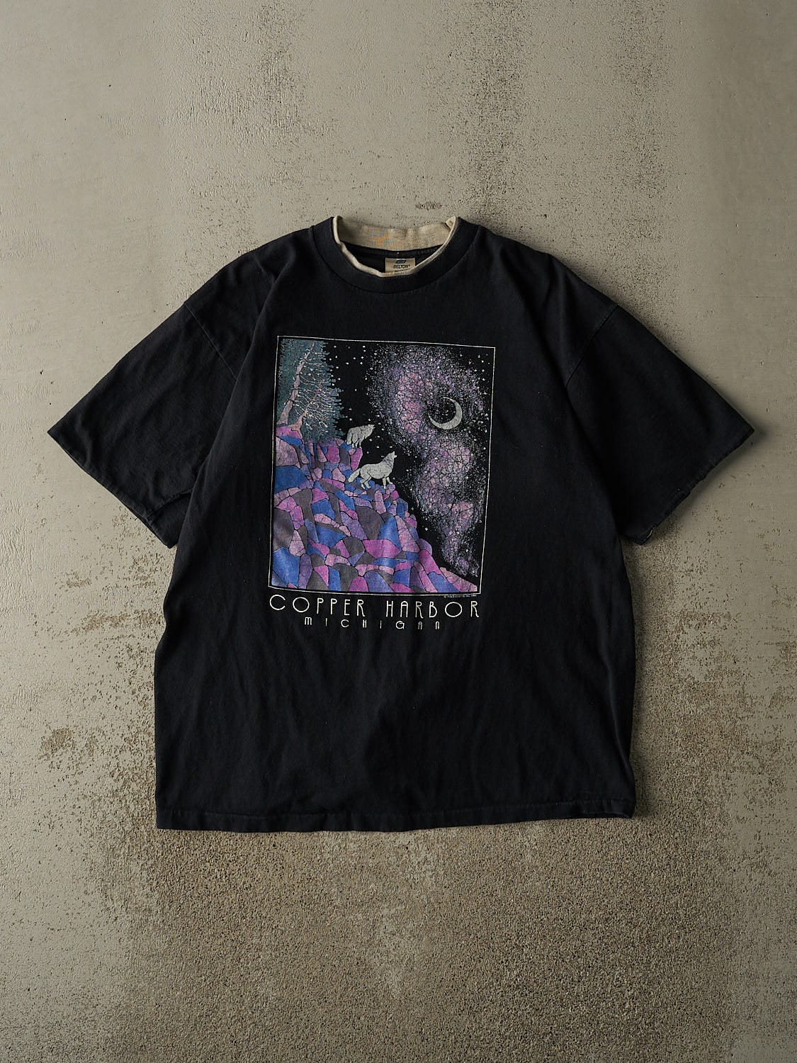 Vintage 92' Black Copper Harbor Michigan Tee (L)