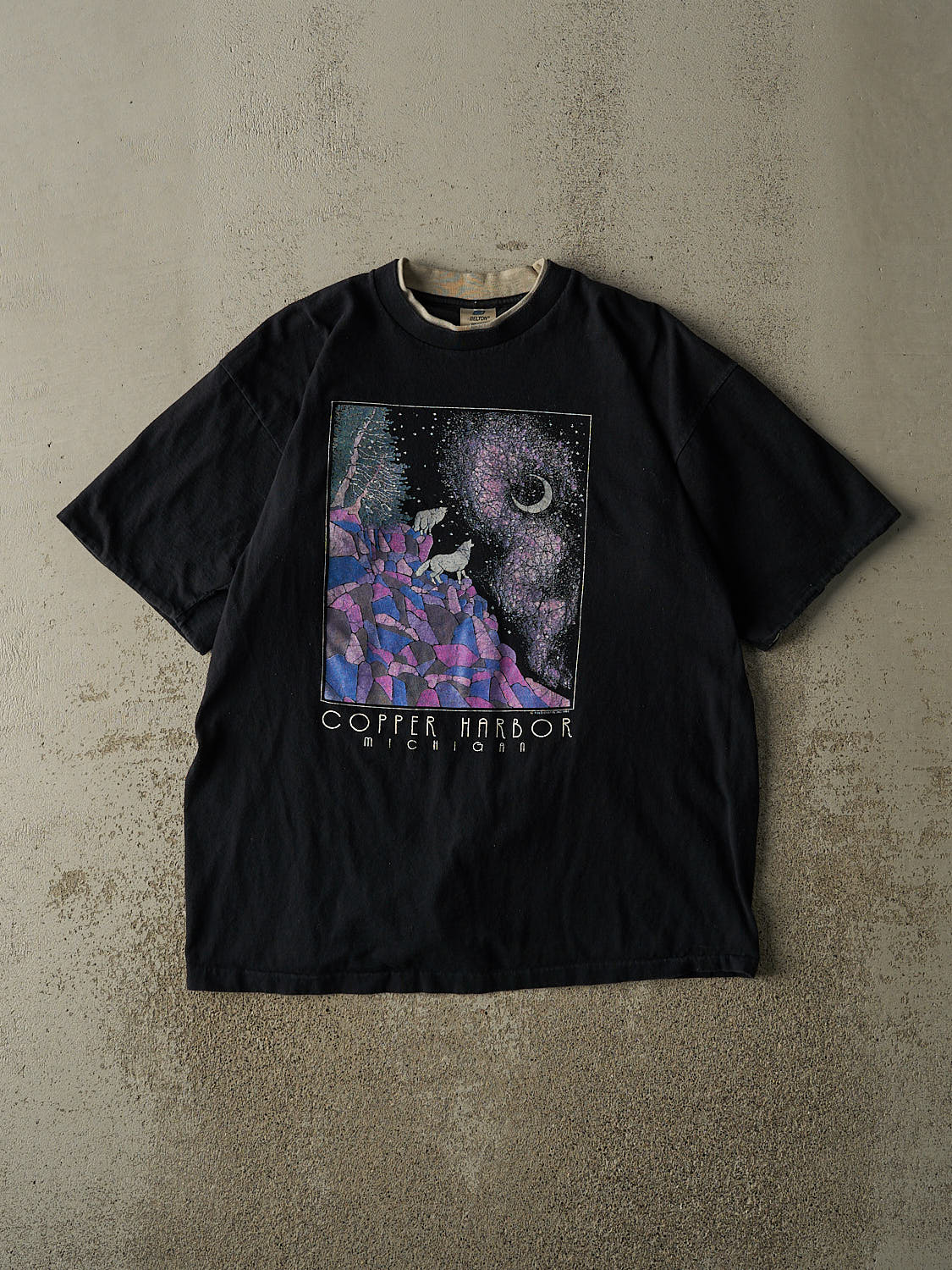 Vintage 92' Black Copper Harbor Michigan Tee (L)