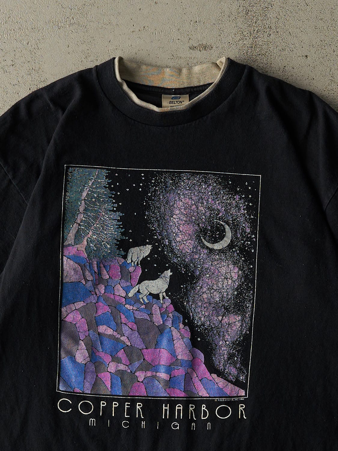 Vintage 92' Black Copper Harbor Michigan Tee (L)