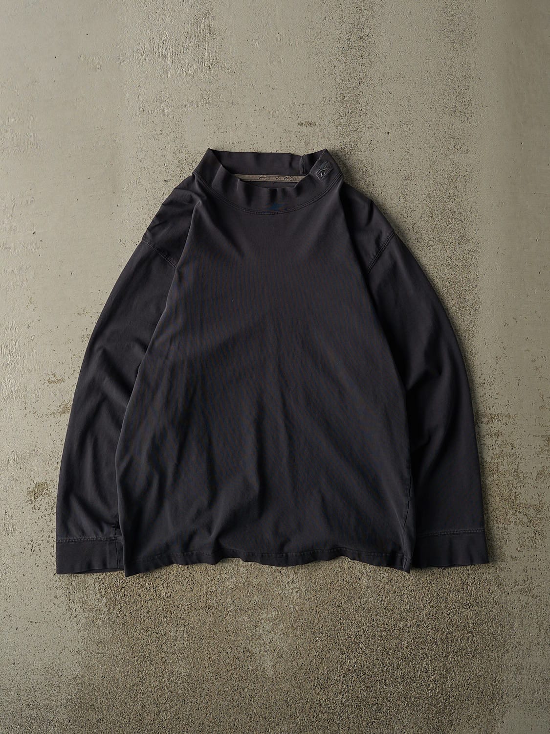 Vintage Y2K Navy Blue Reebok Embroidered Mock Neck Long Sleeve (S/M)