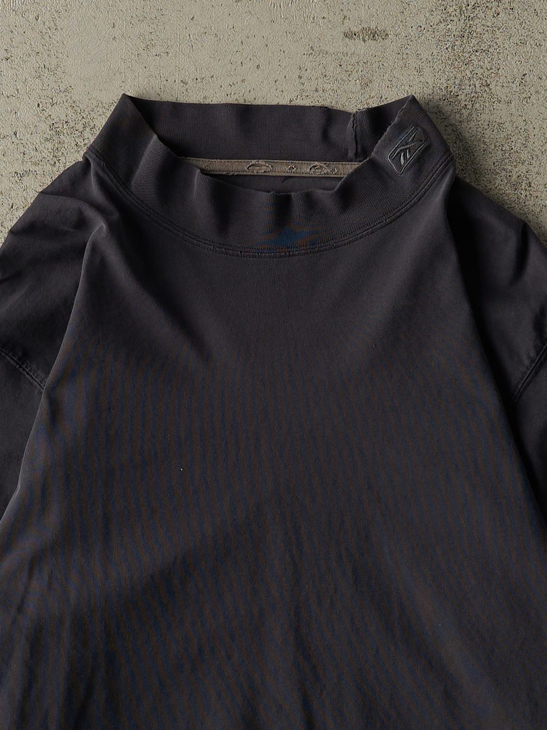 Vintage Y2K Navy Blue Reebok Embroidered Mock Neck Long Sleeve (S/M)