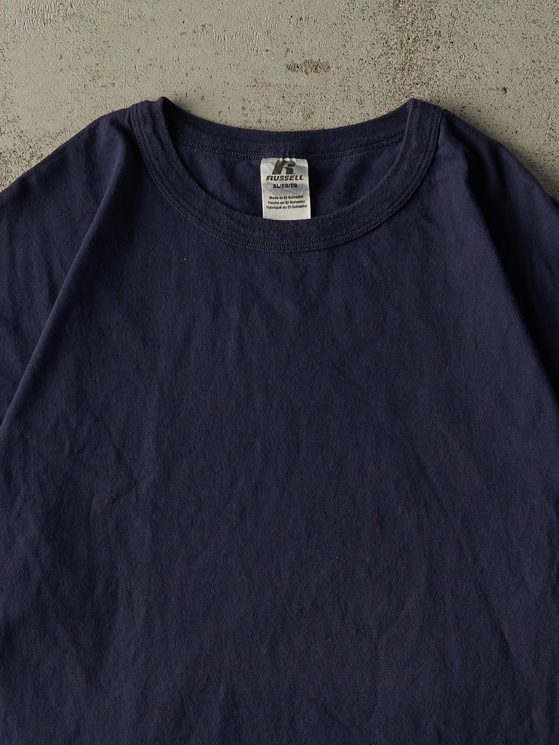Vintage Y2K Navy Blue Russell Athletic Blank Tee (L/XL)