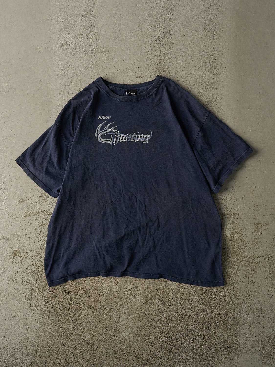 Vintage Y2K Navy Blue Nikon Hunting Tee (XL)