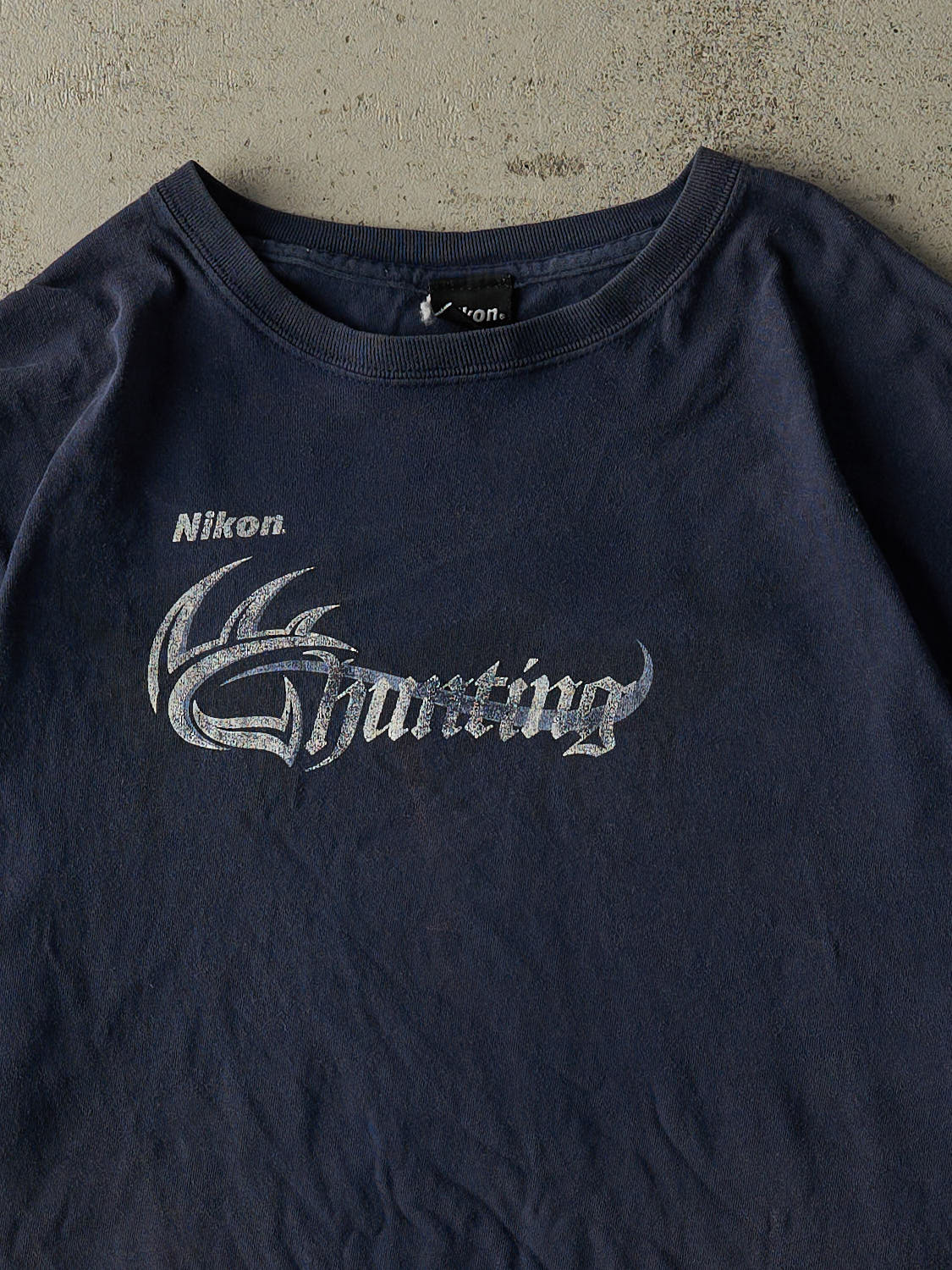 Vintage Y2K Navy Blue Nikon Hunting Tee (XL)