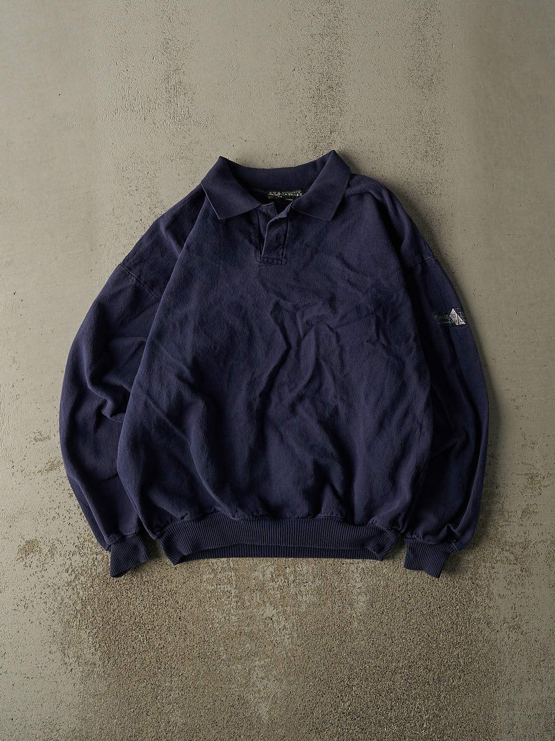 Vintage 90s Navy Blue Rossland Trail Country Club Quarter Button Sweatshirt (S/M)