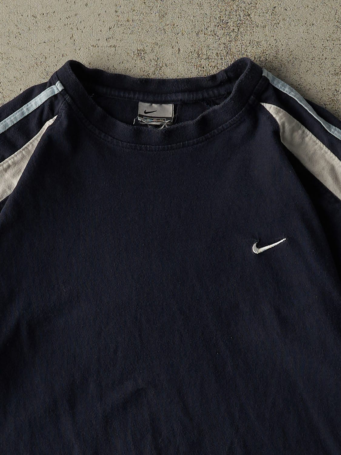Vintage Y2K Navy Blue Nike Embroidered Tee (S/M)