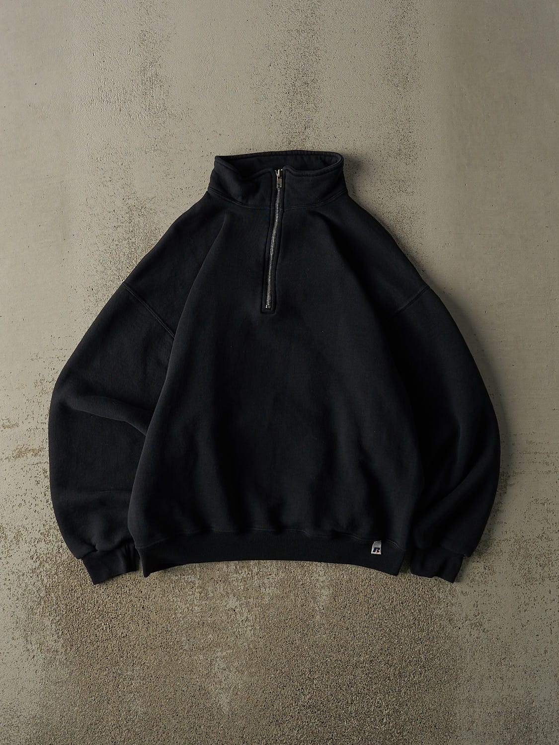 Vintage Y2K Faded Black Russell Athletic Blank Quarter Zip (M/L)