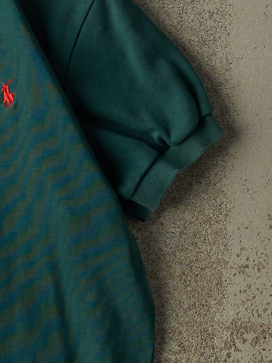 Vintage 90s Green Polo Ralph Lauren Quarter Button Tee (S)