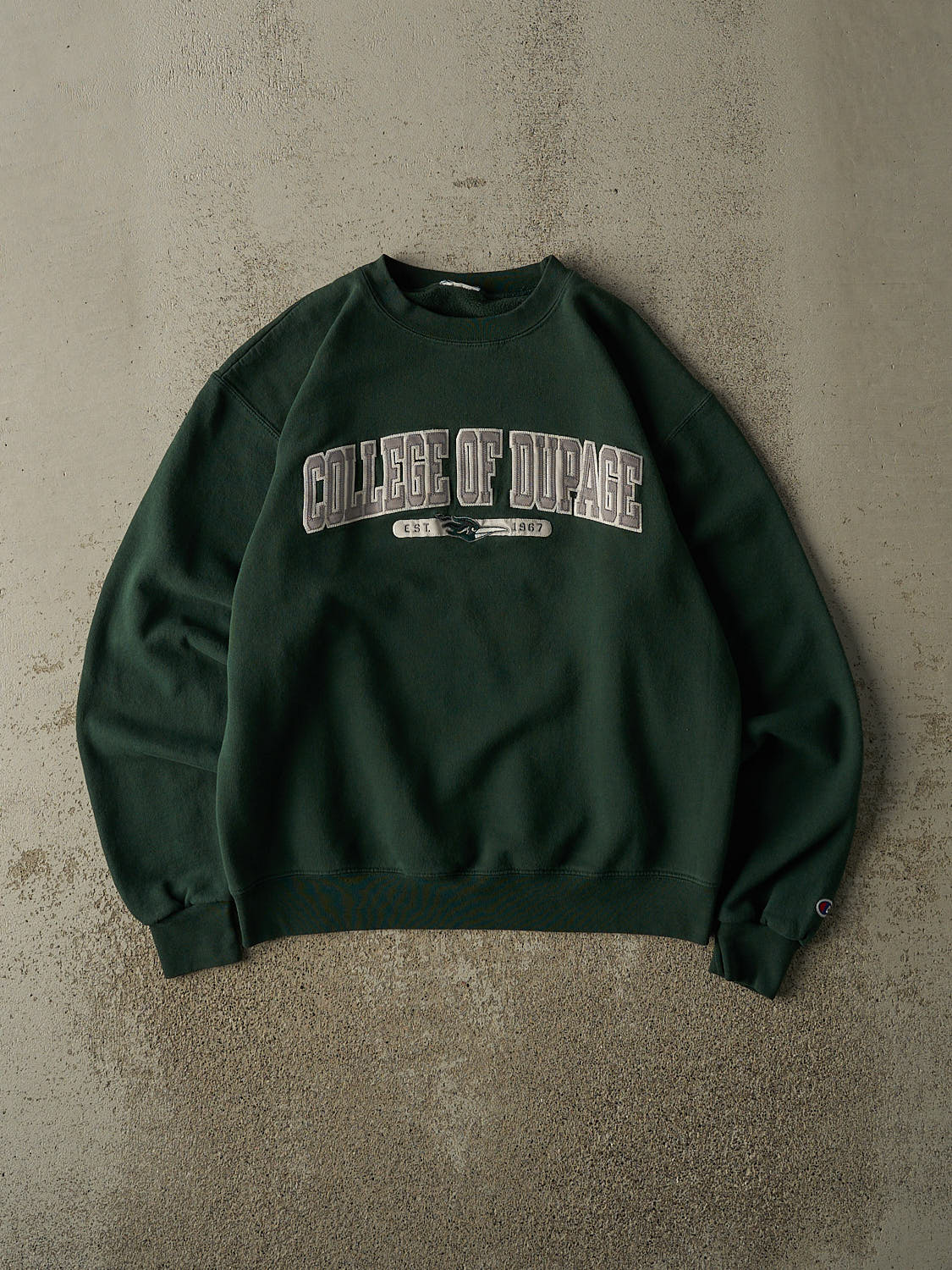 Vintage Y2K Green Champion College of Dupage Crewneck (S)