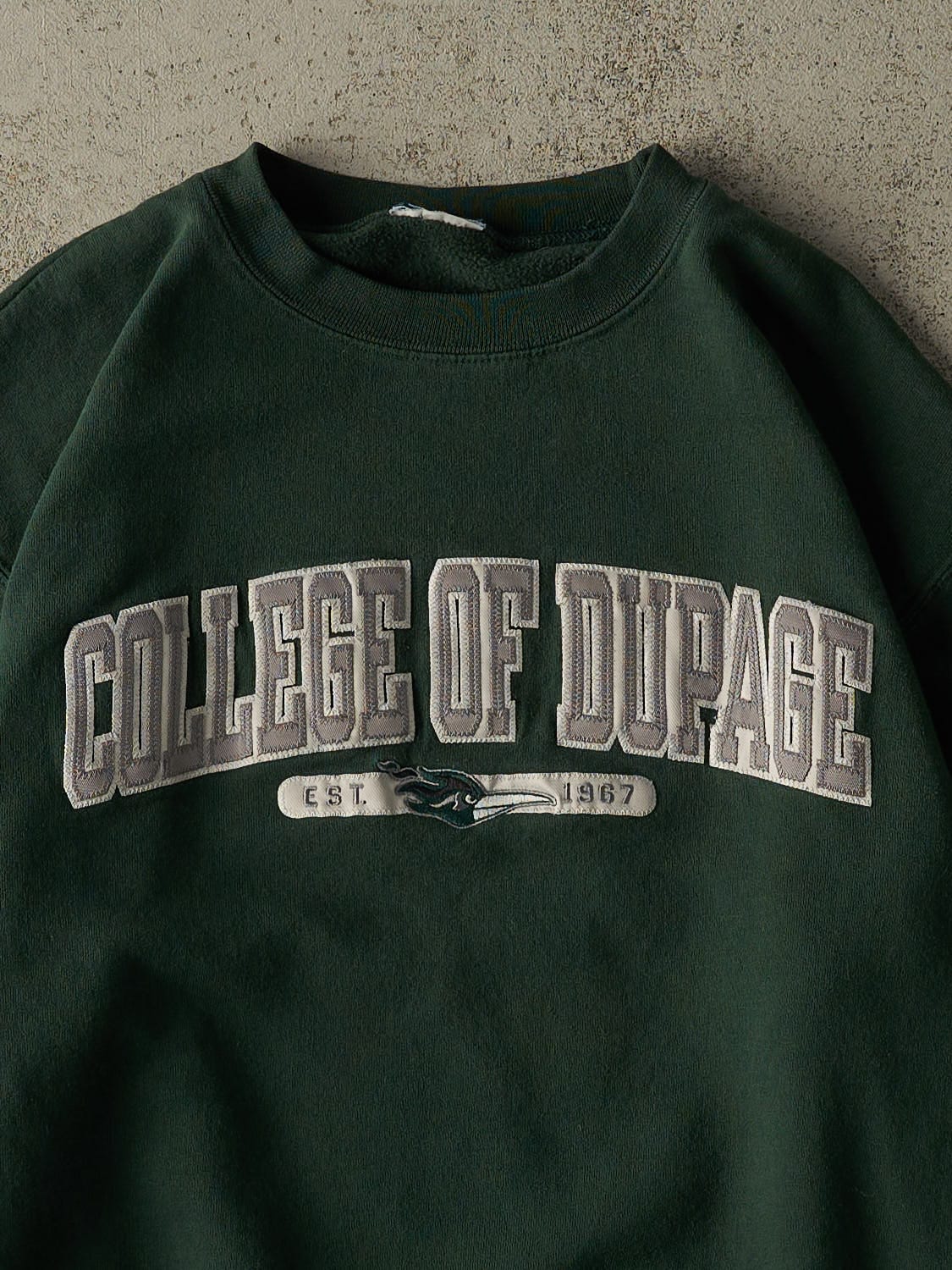 Vintage Y2K Green Champion College of Dupage Crewneck (S)