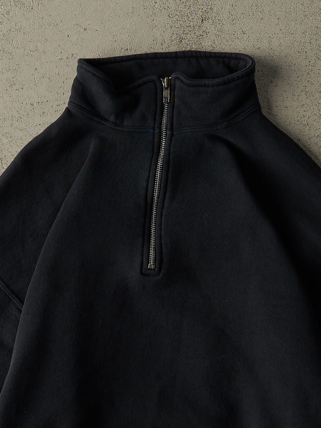 Vintage Y2K Faded Black Russell Athletic Blank Quarter Zip (M/L)