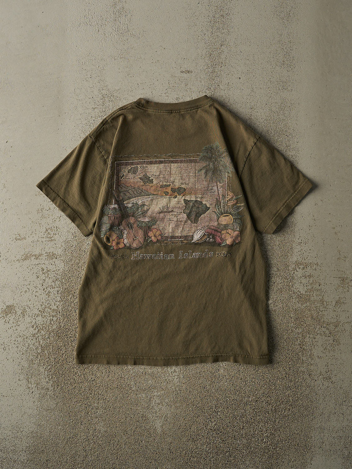 Vintage 90s Sun Faded Green Hawaii Tee (S/M)