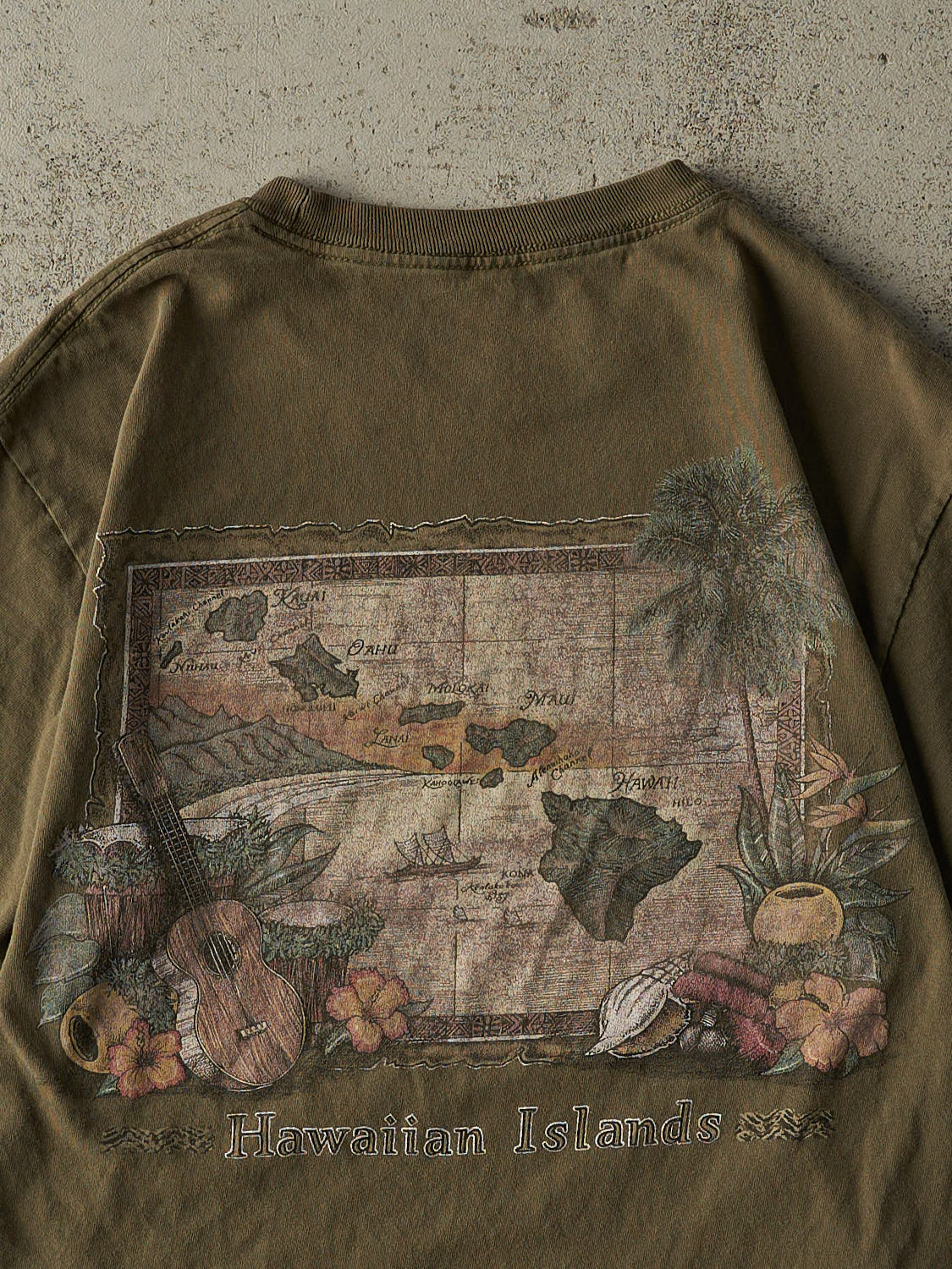 Vintage 90s Sun Faded Green Hawaii Tee (S/M)