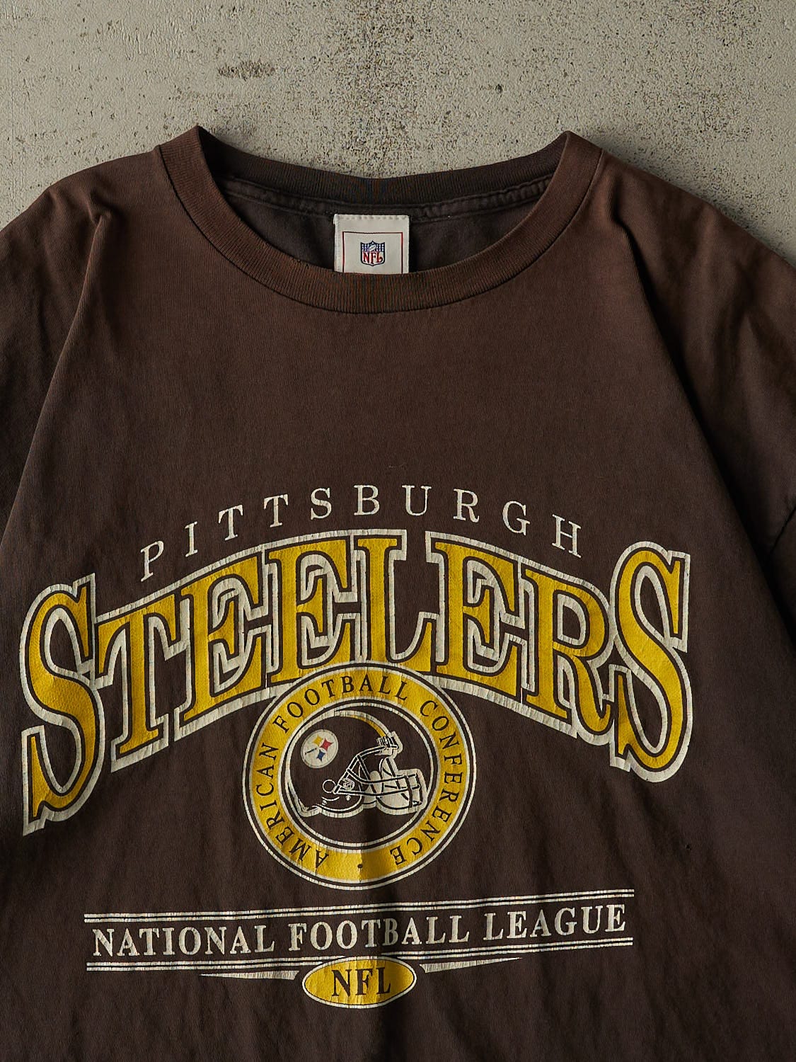 Vintage 90s Sun Faded Brown Pittsburgh Steelers Tee (XL/XXL)