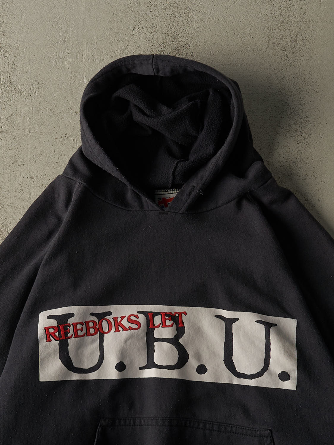 Vintage 90s Faded Black Reebok Logo Hoodie (L/XL)