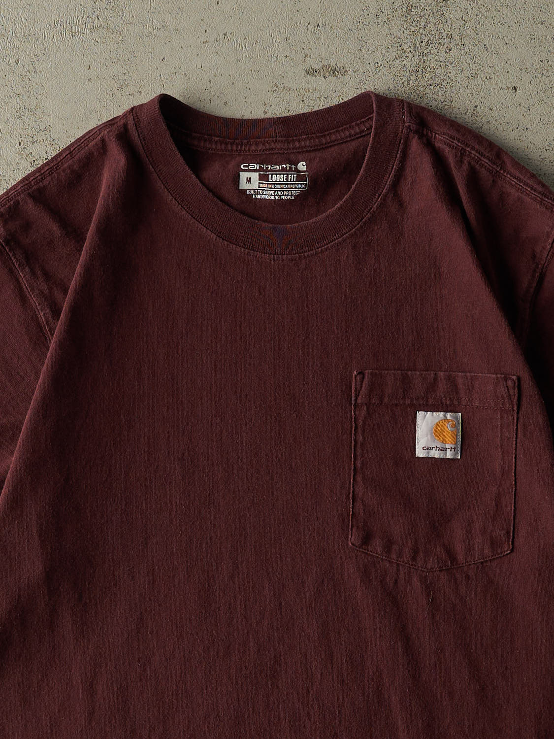 Vintage Y2K Burgundy Carhartt Pocket Tee (M/L)