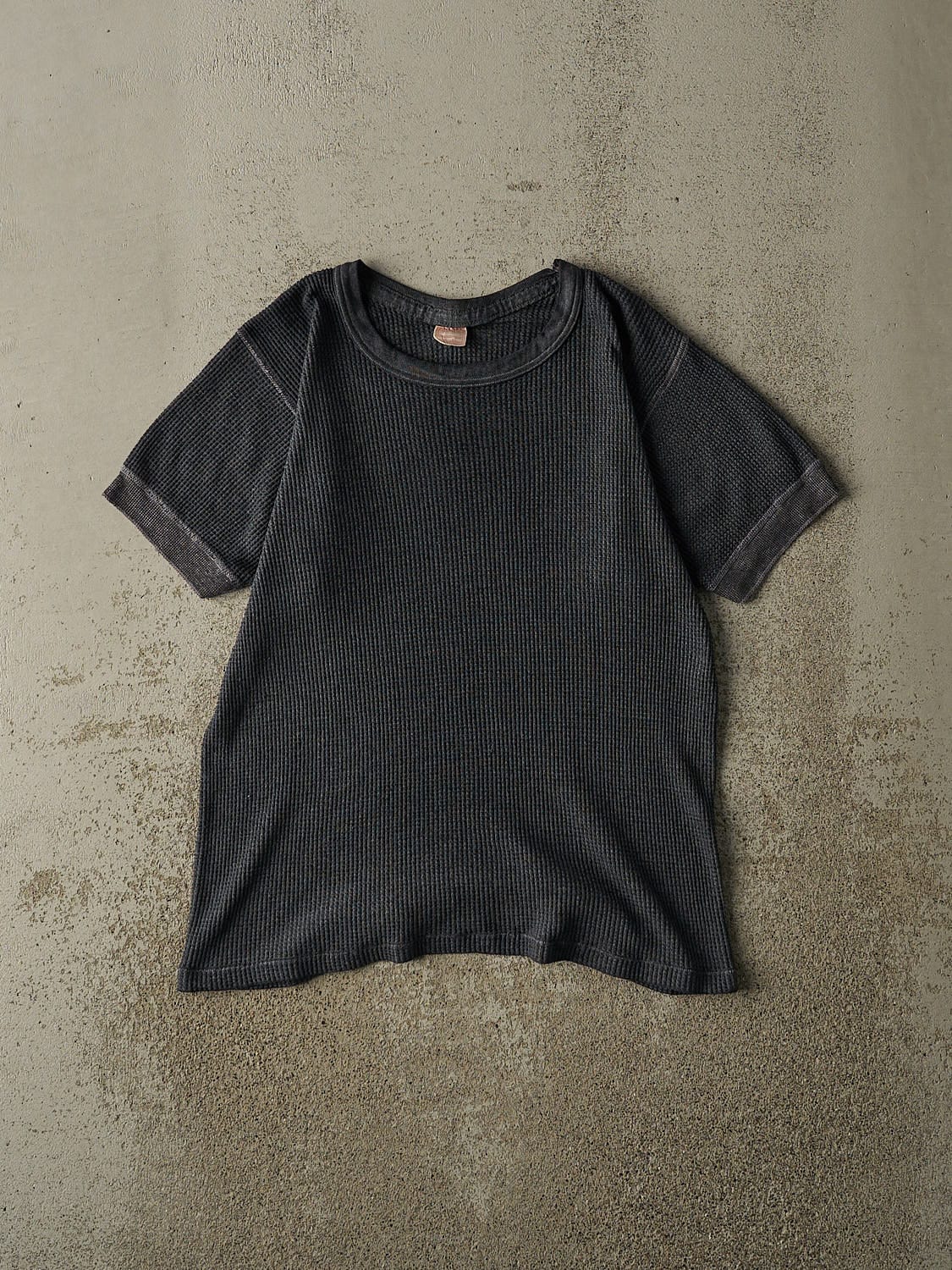Vintage 80s Charcoal Grey Thermal Short Sleeve Tee (S/M)