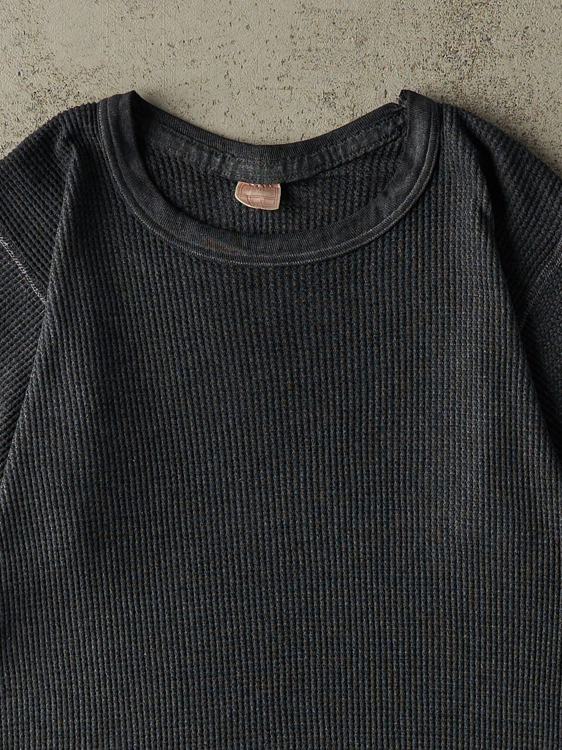 Vintage 80s Charcoal Grey Thermal Short Sleeve Tee (S/M)