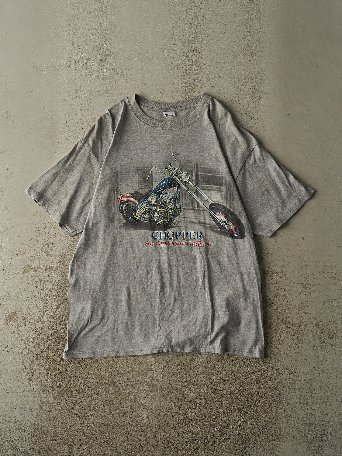 Vintage Y2K Grey Chopper American Tradition Tee (L/XL)