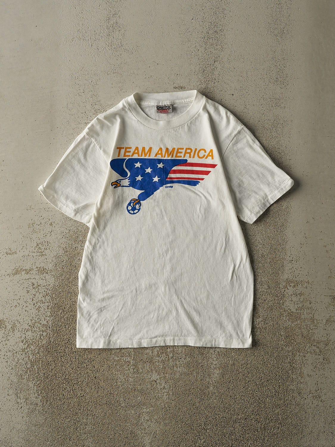 Vintage 88' White Team America Soccer Single Stitch Tee (XS/S)