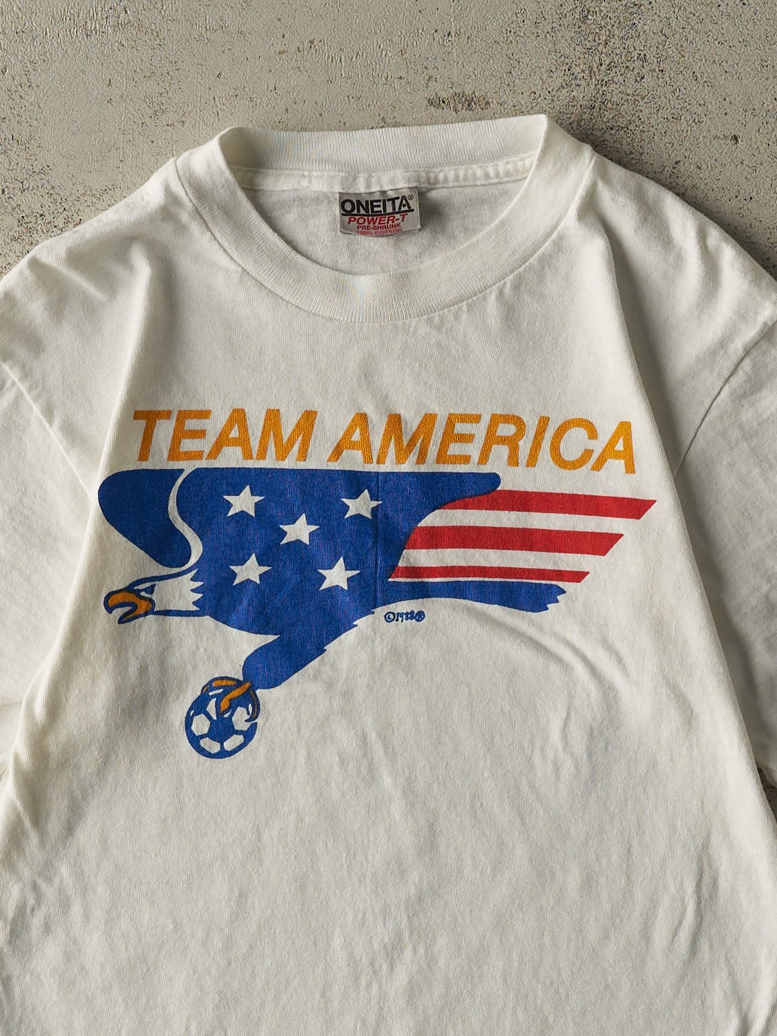 Vintage 88' White Team America Soccer Single Stitch Tee (XS/S)