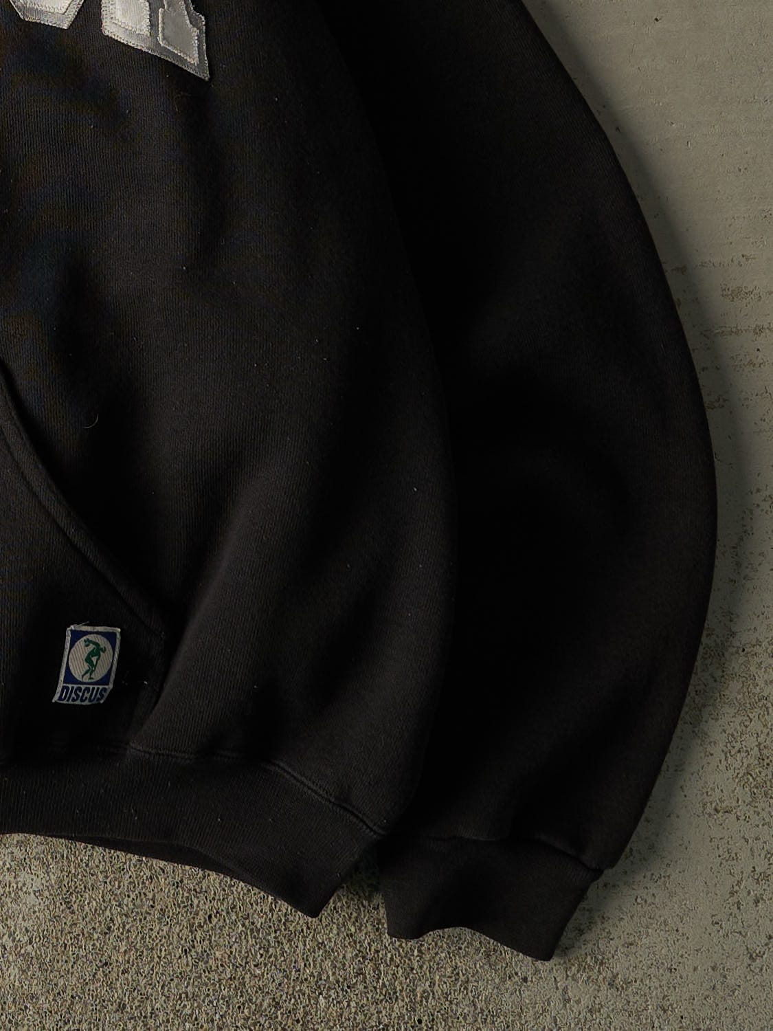 Vintage 90s Black Discus Athletic Montauk Embroidered Boxy Hoodie (L)