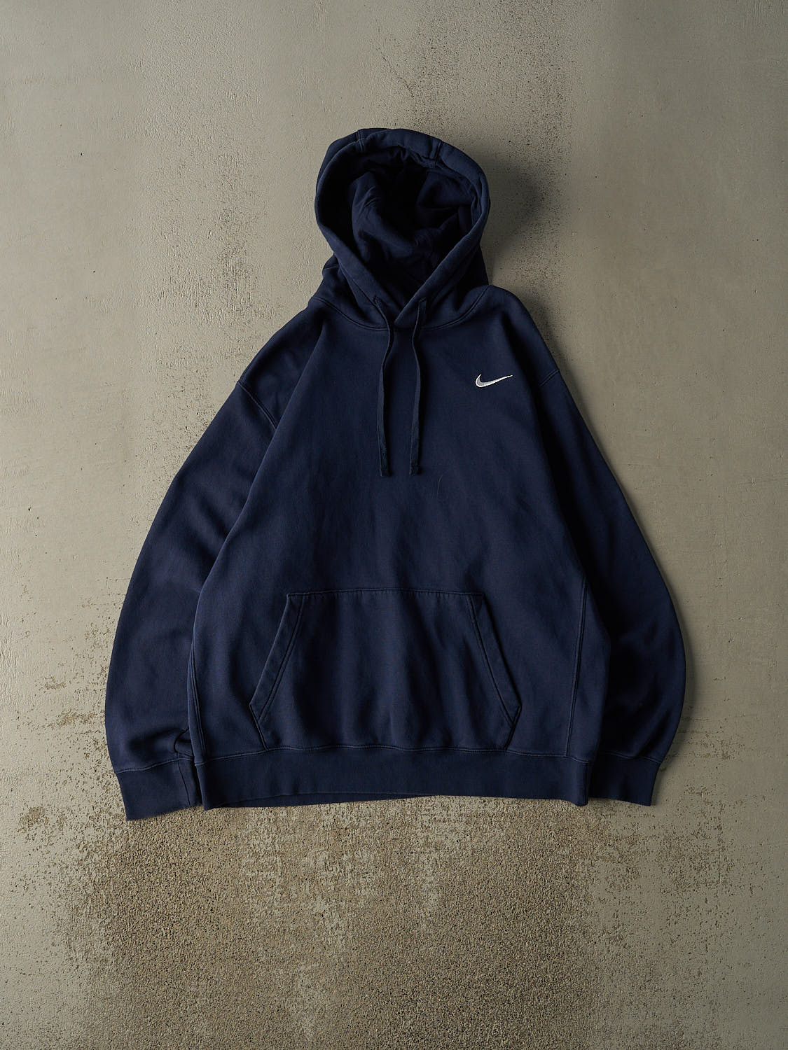 Vintage Y2K Navy Blue Nike Swoosh Embroidered Hoodie (L/XL)