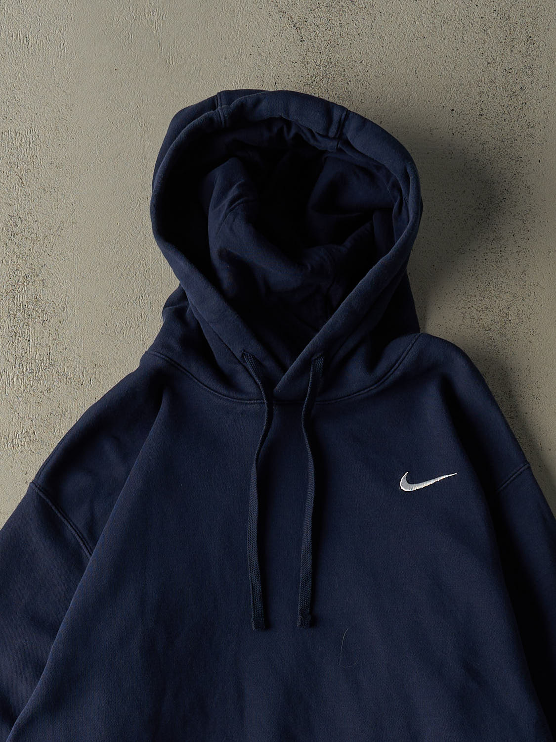 Vintage Y2K Navy Blue Nike Swoosh Embroidered Hoodie (L/XL)