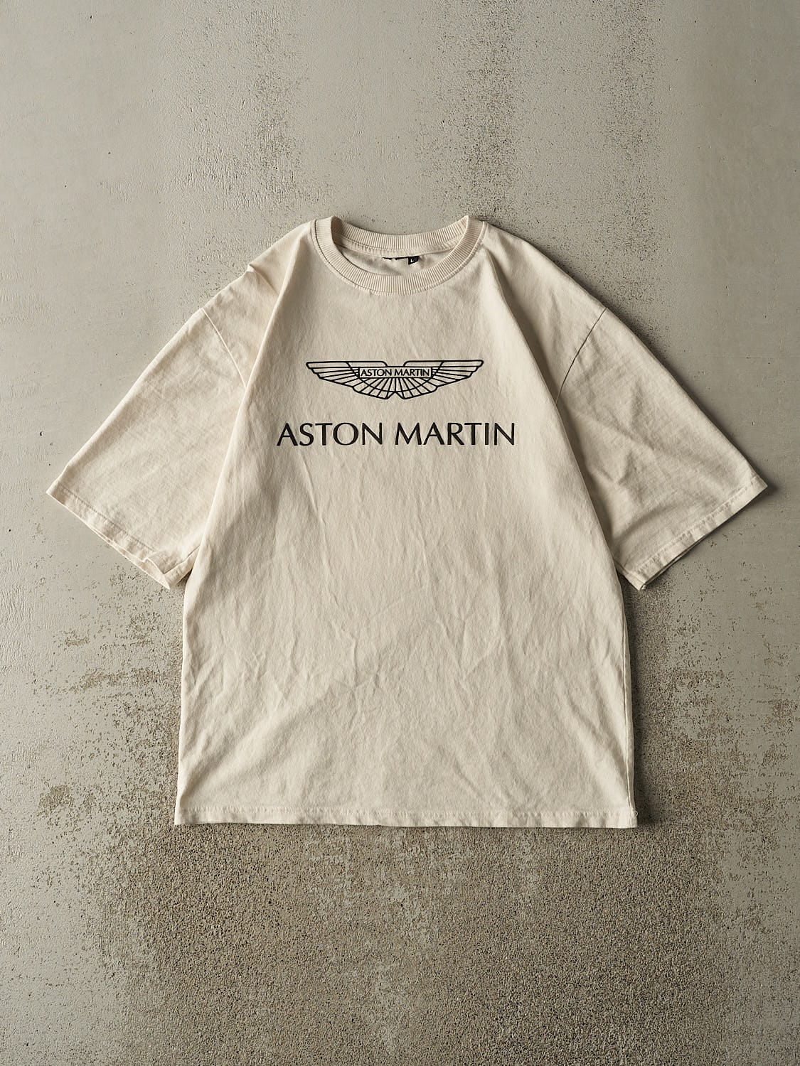 Vintage Y2K Beige Aston Martin Tee (L)