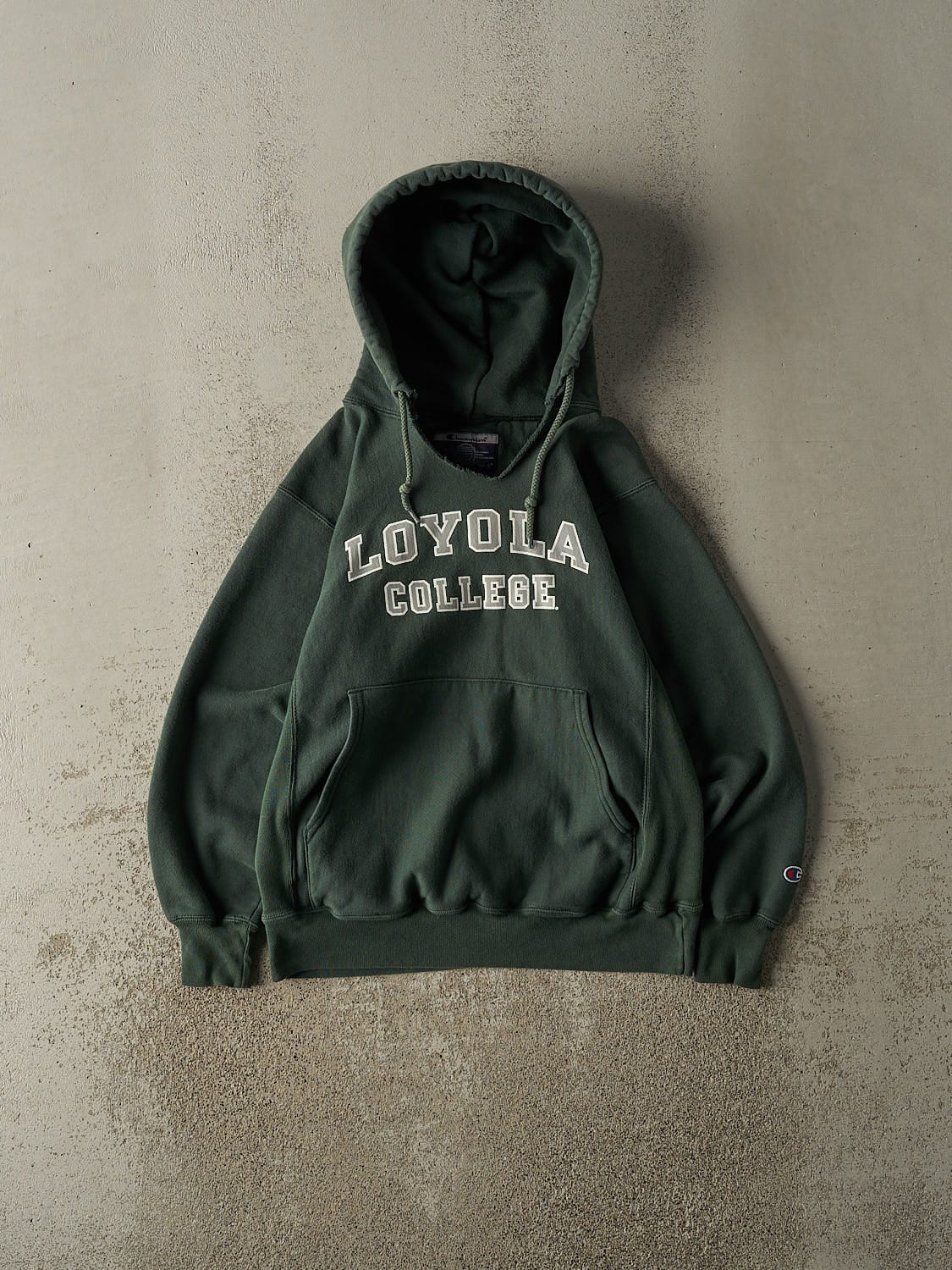 Vintage Y2K Green Champion Reverse Weave Loyola College Hoodie (XS/S)
