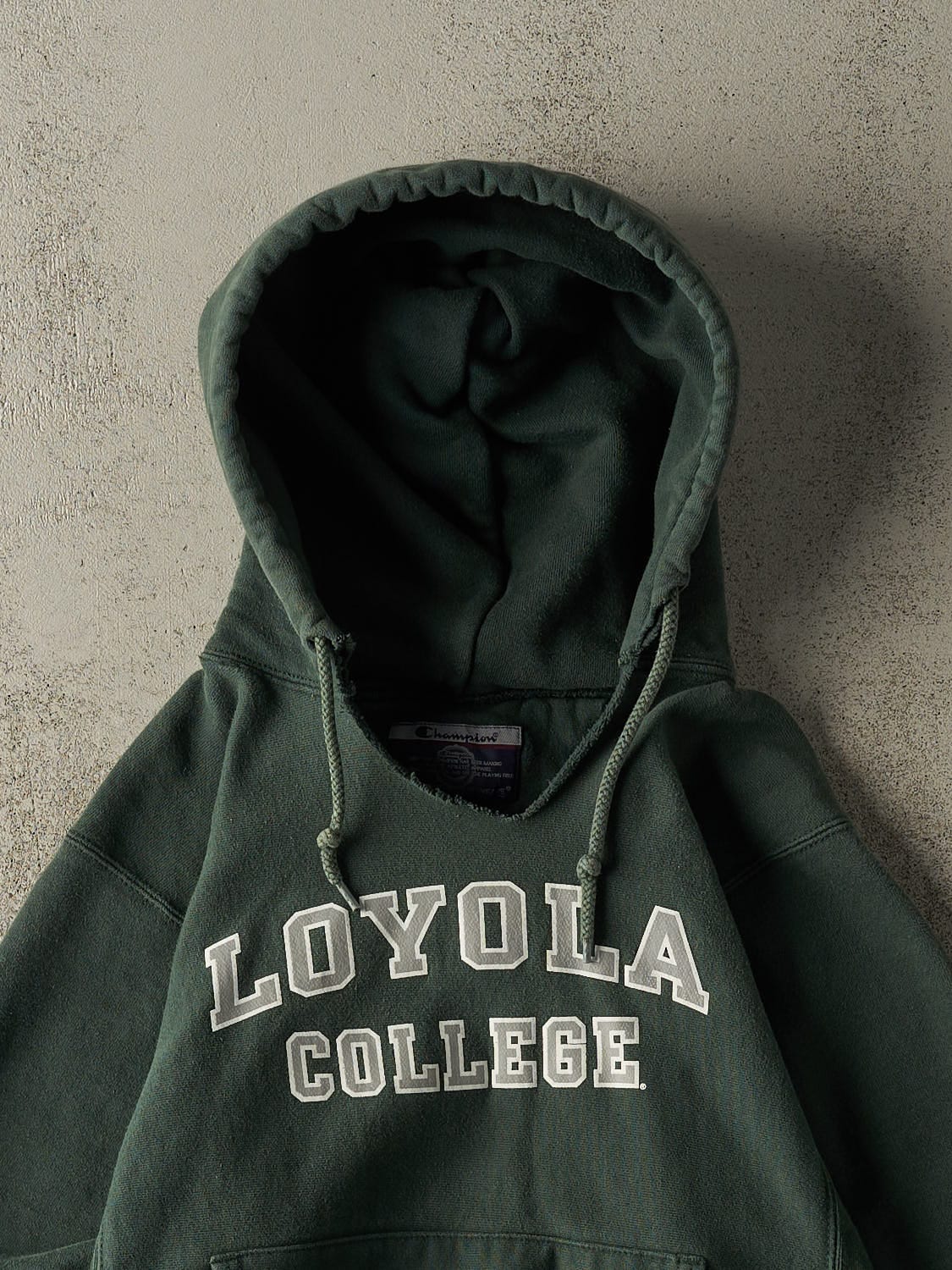 Vintage Y2K Green Champion Reverse Weave Loyola College Hoodie (XS/S)