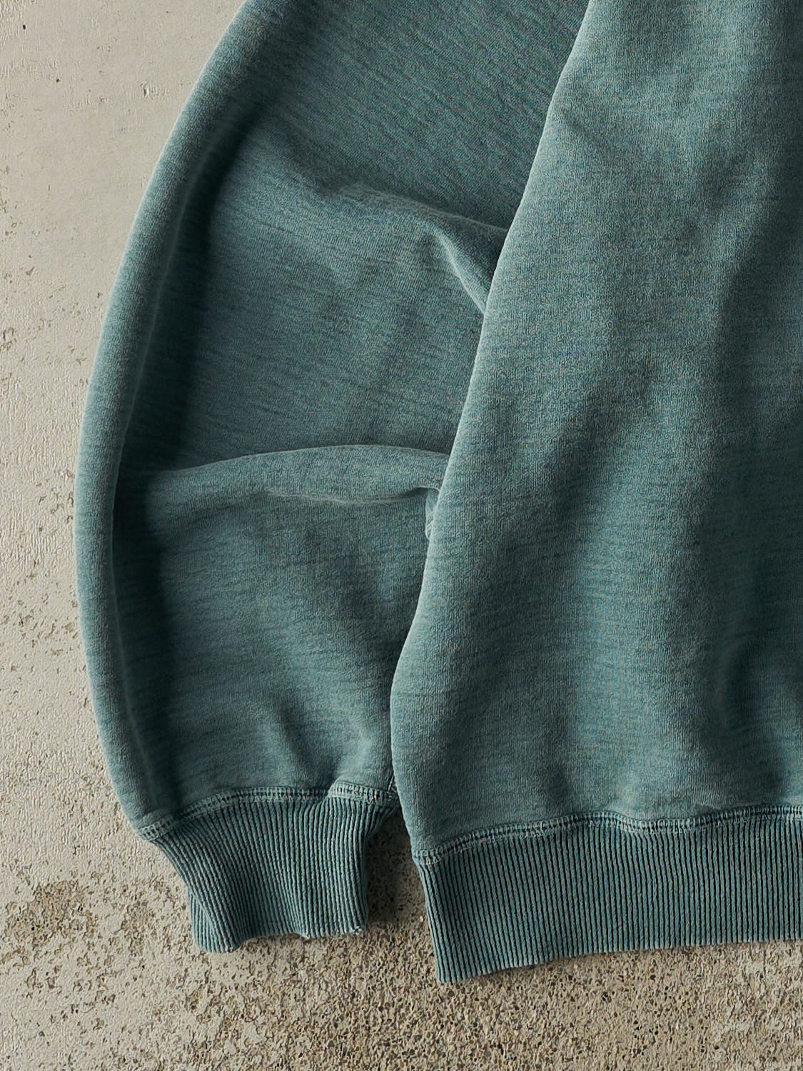 Vintage 90s Washed Green Embroidered Quarter Zip Sweatshirt (XL)