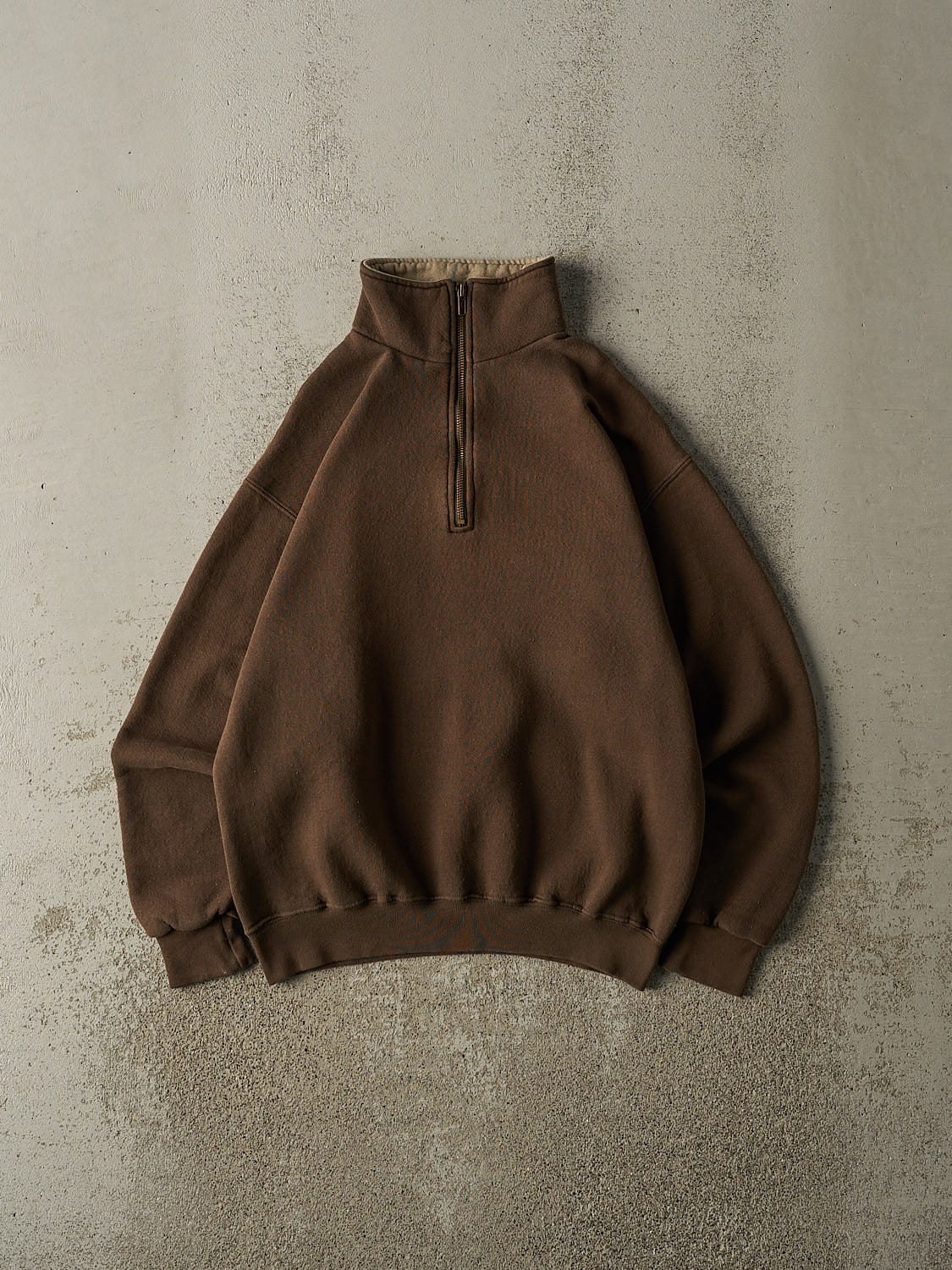 Vintage 90s Brown Blank Quarter Zip Sweatshirt (S/M)