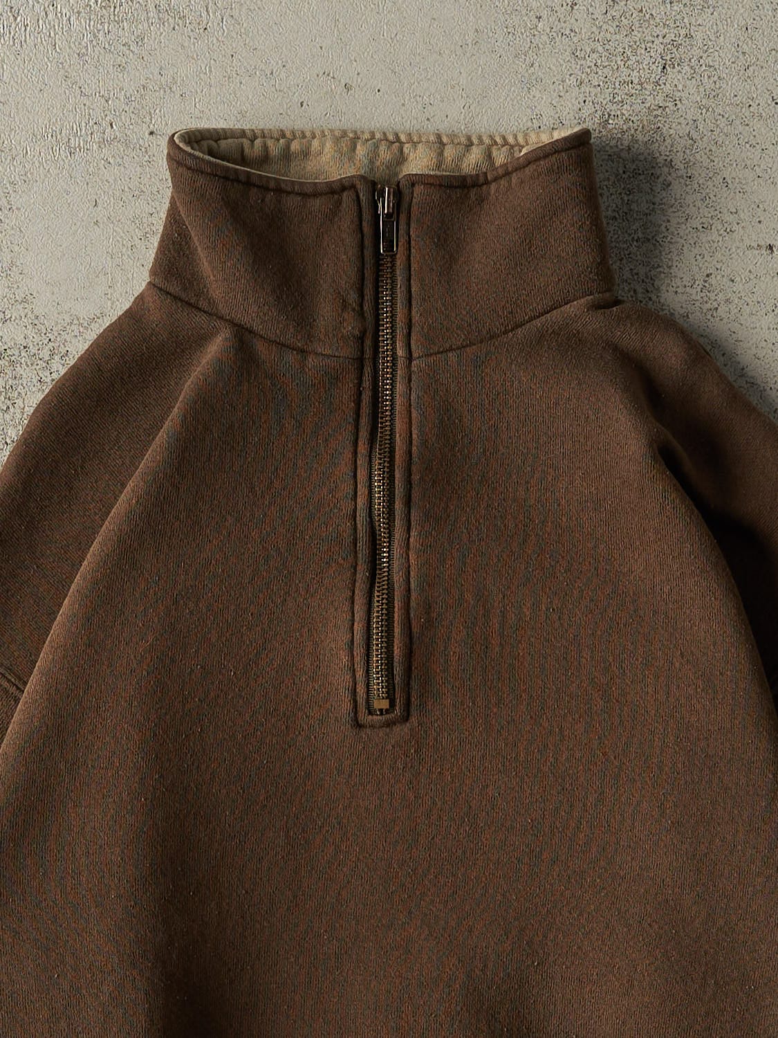 Vintage 90s Brown Blank Quarter Zip Sweatshirt (S/M)
