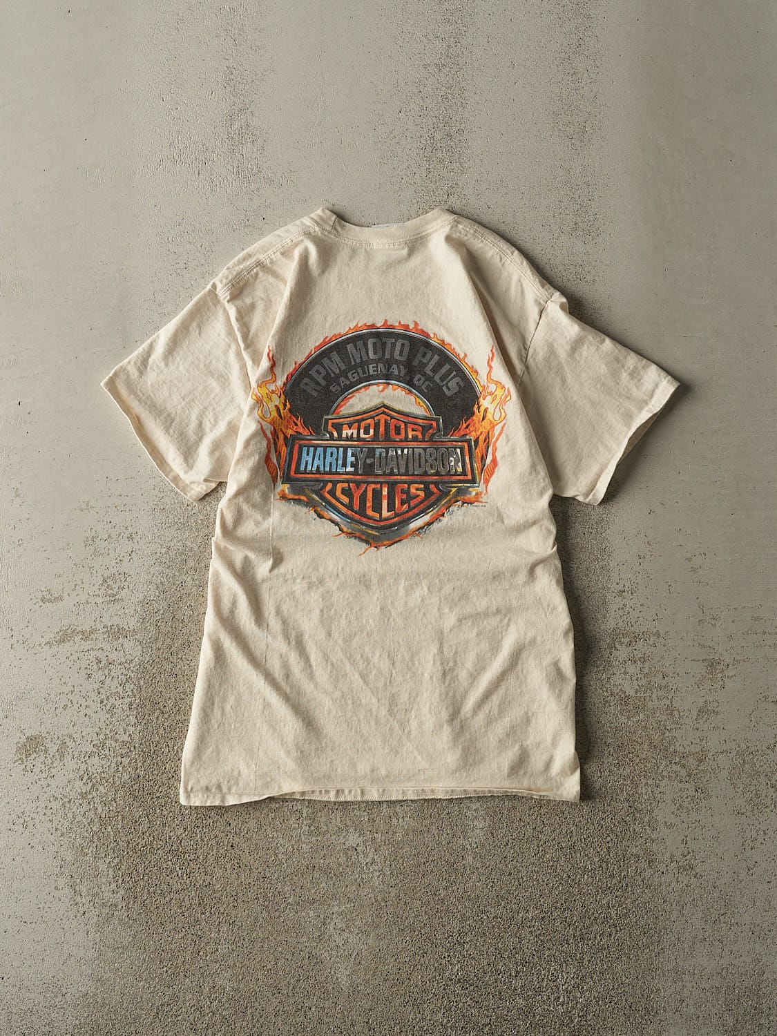 Vintage 13' Beige Harley Davidson Saguenay Quebec Tee (S/M)