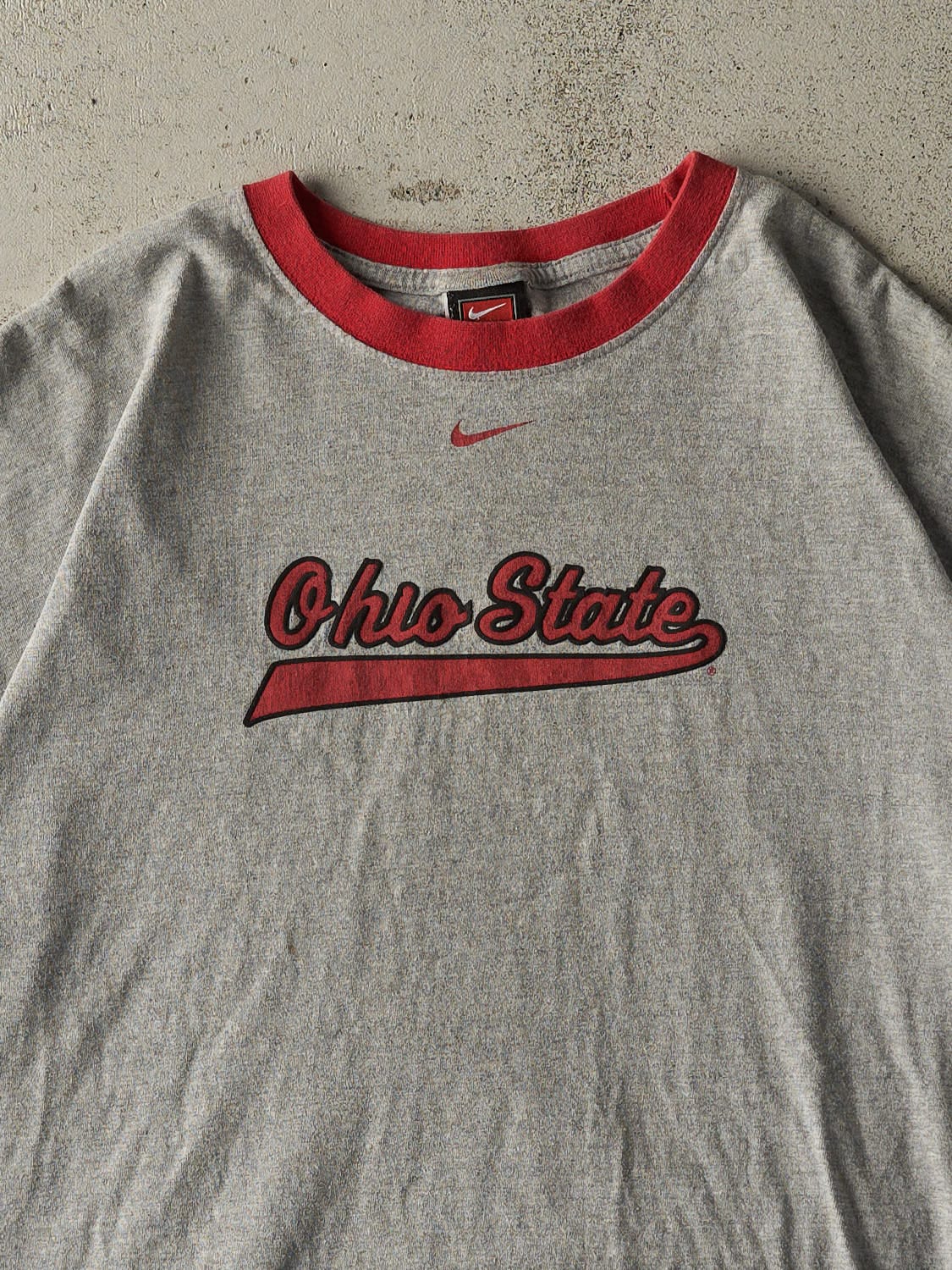 Vintage Y2K Grey Ohio State University Ringer Tee (XL/XXL)