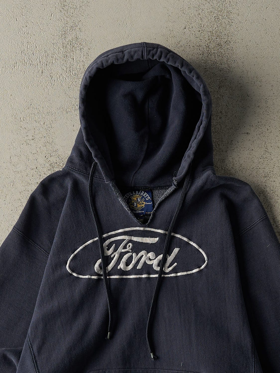 Vintage 90s Navy Blue Ford Embroidered Hoodie (S)