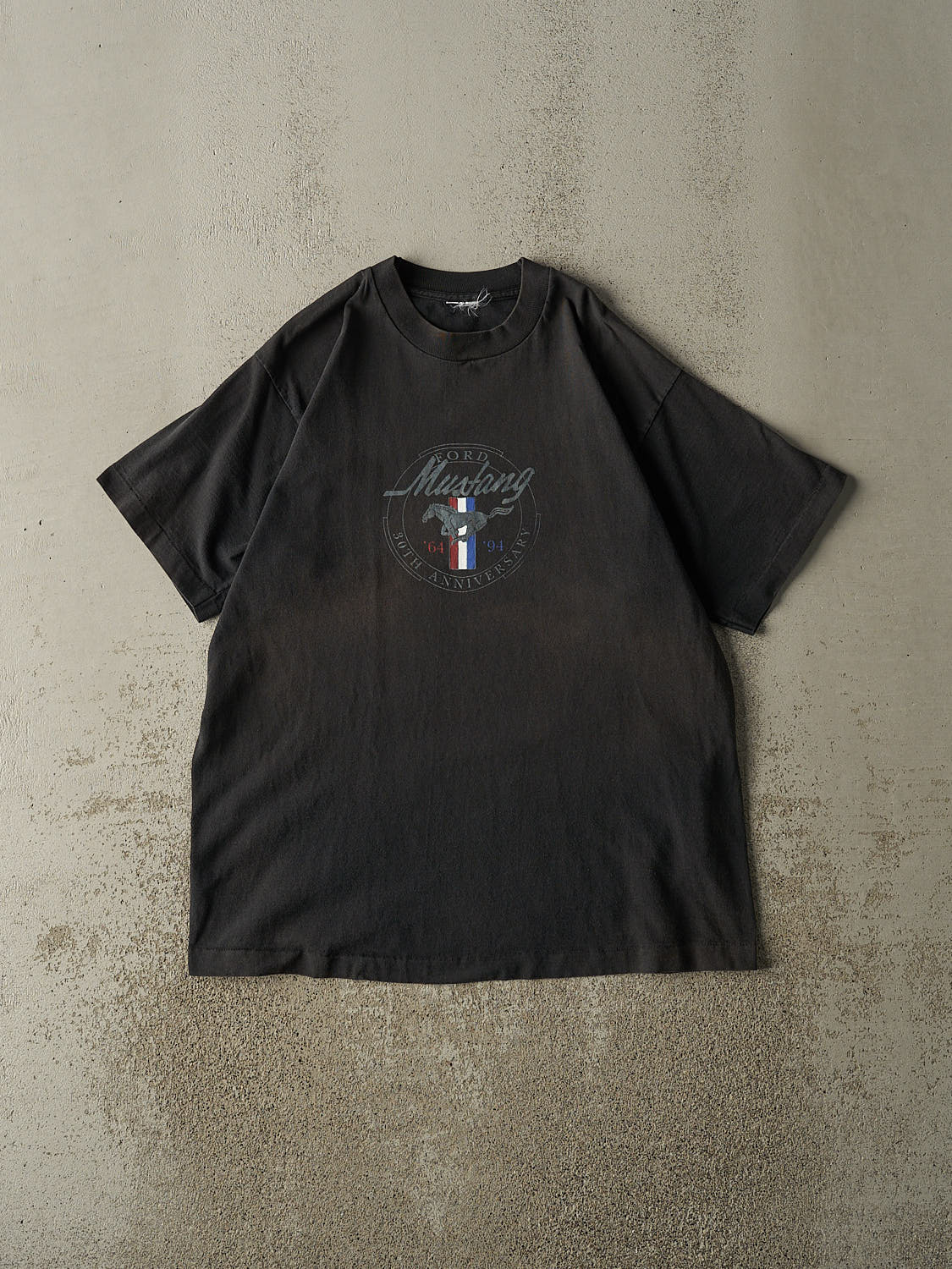 Vintage 90s Faded Black Ford Mustang Single Stitch Tee (L/XL)