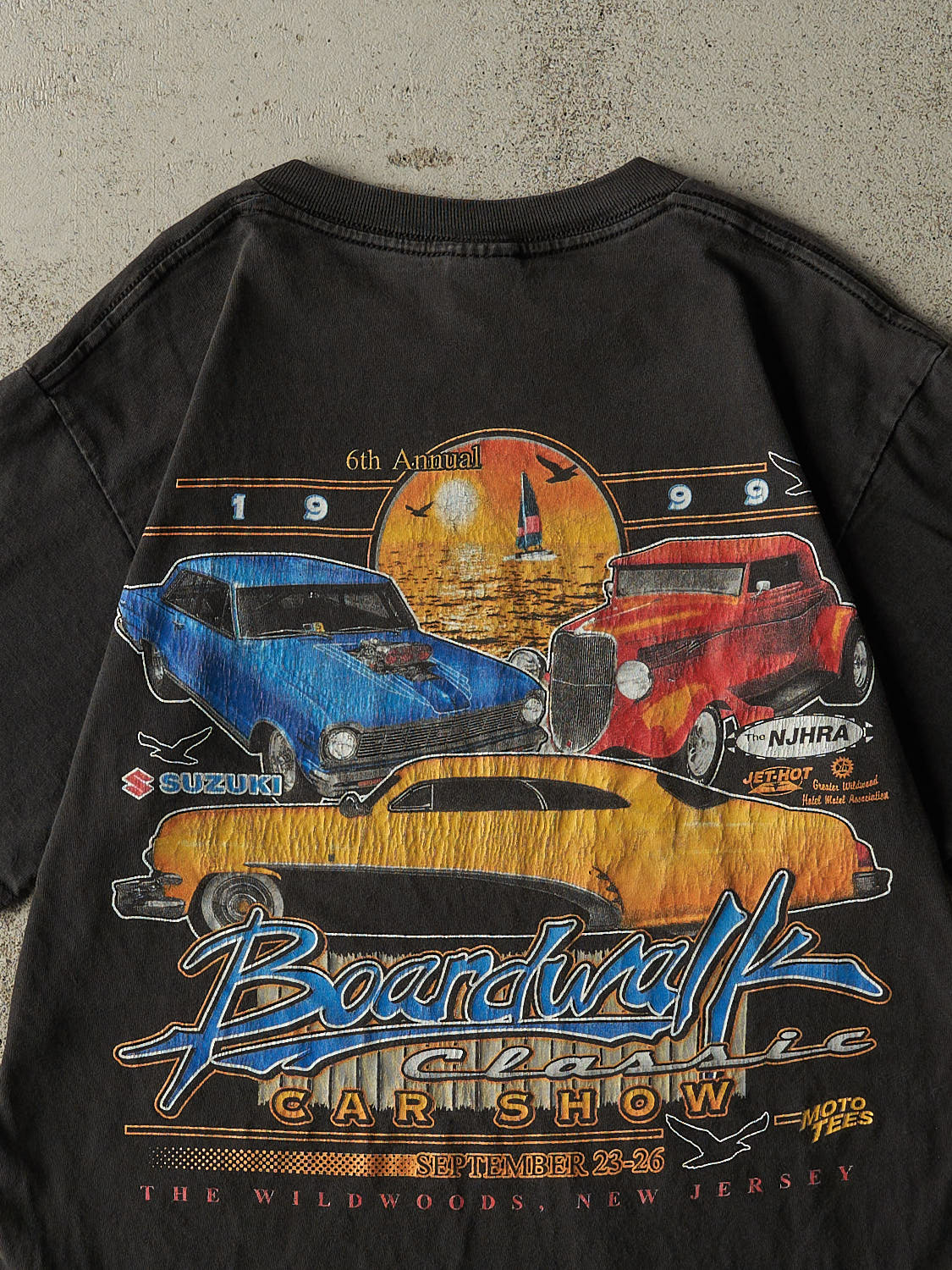 Vintage 99' Faded Black Boardwalk Classic Car Show Tee (S/M)