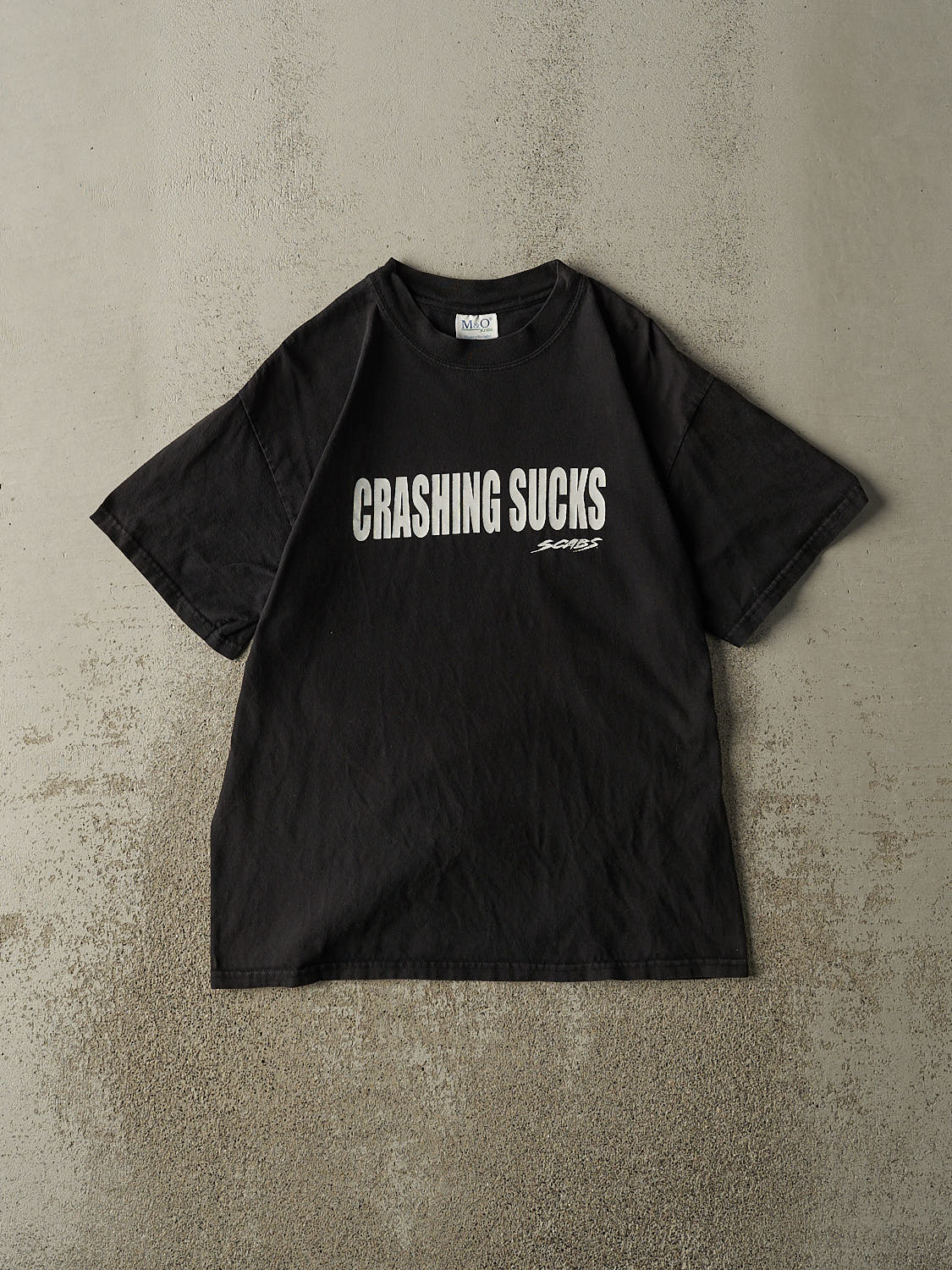 Vintage Y2K Black "Crashing Sucks" Slogan Tee (M/L)