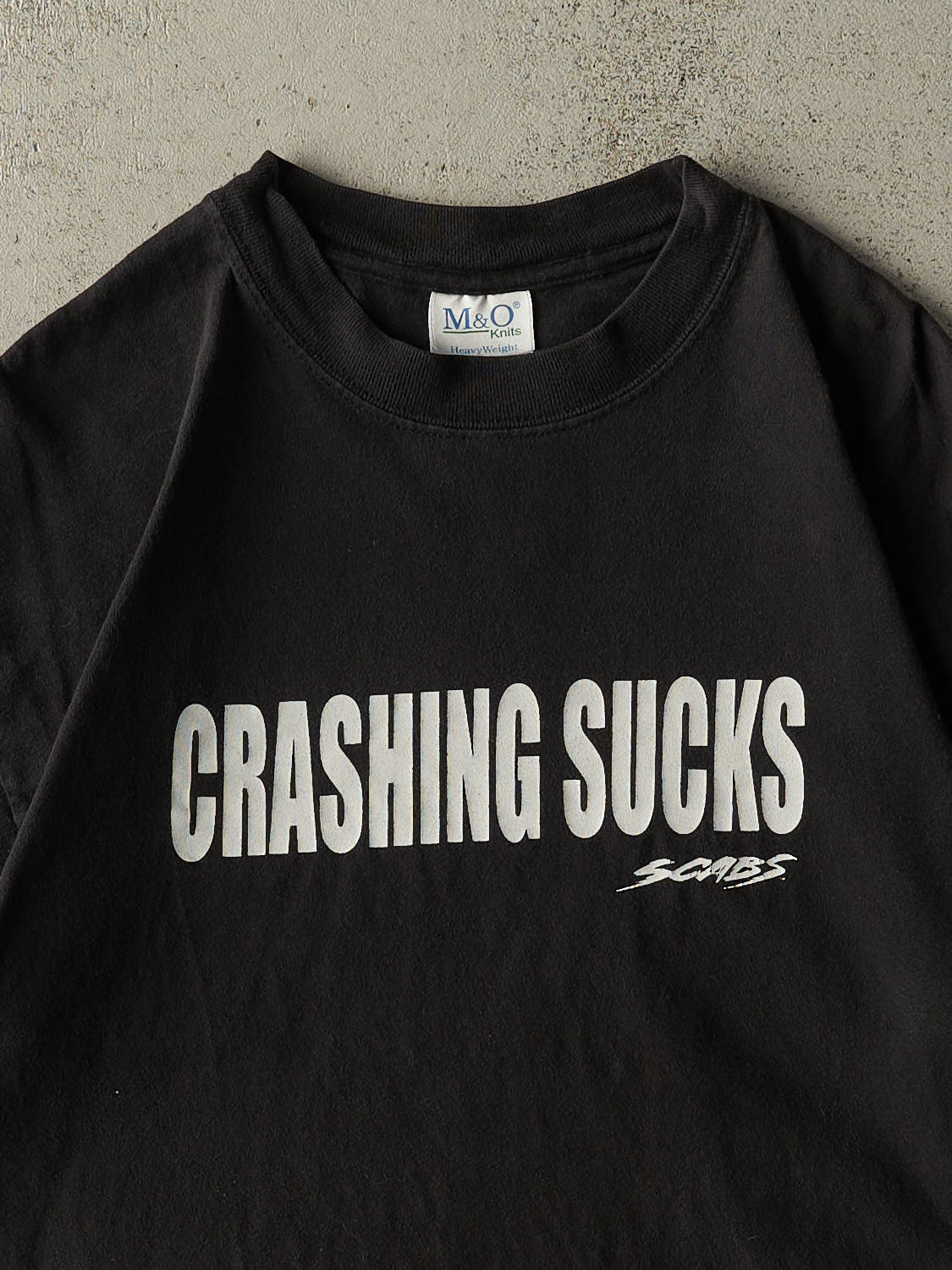 Vintage Y2K Black "Crashing Sucks" Slogan Tee (M/L)