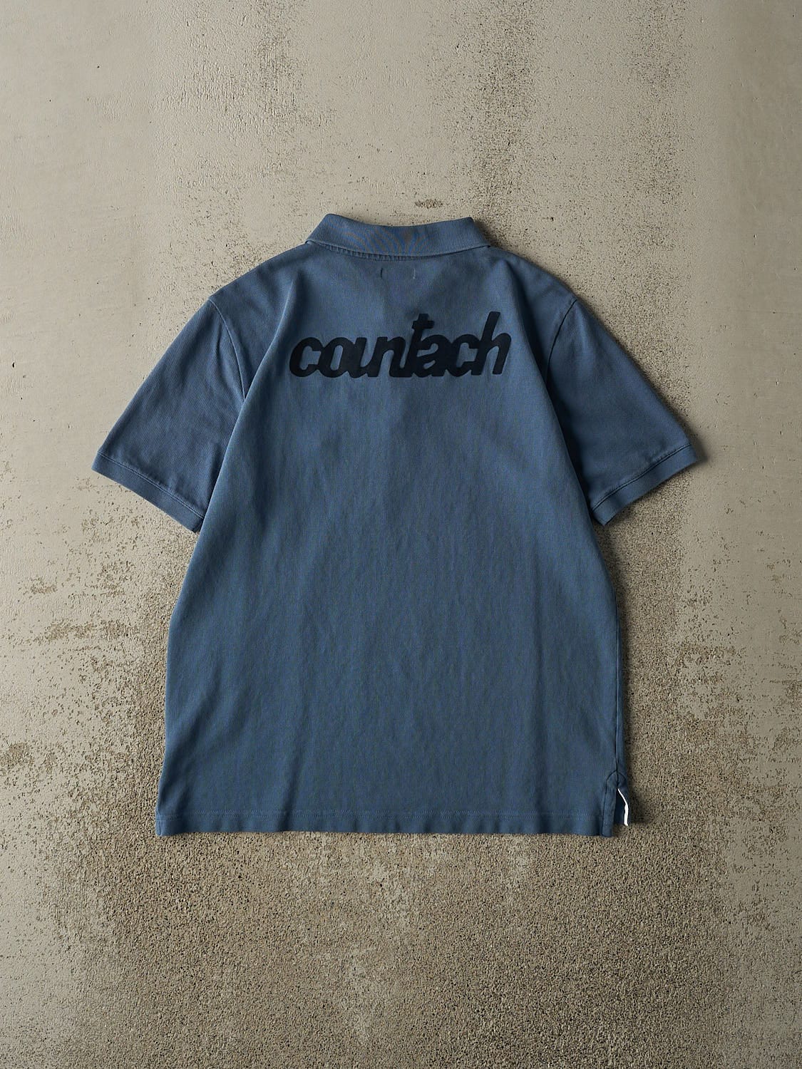 Vintage Y2K Slate Blue Lamborghini Embroidered Quarter Button Tee (S/M)