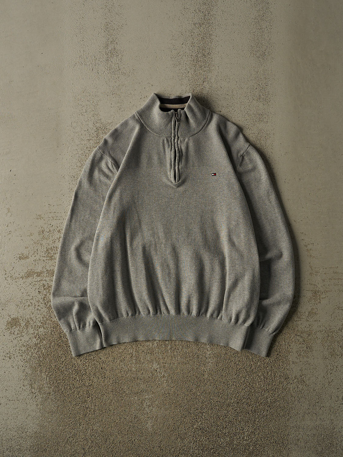 Vintage Y2K Grey Tommy Hilfiger Quarter Zip Knit (S/M)