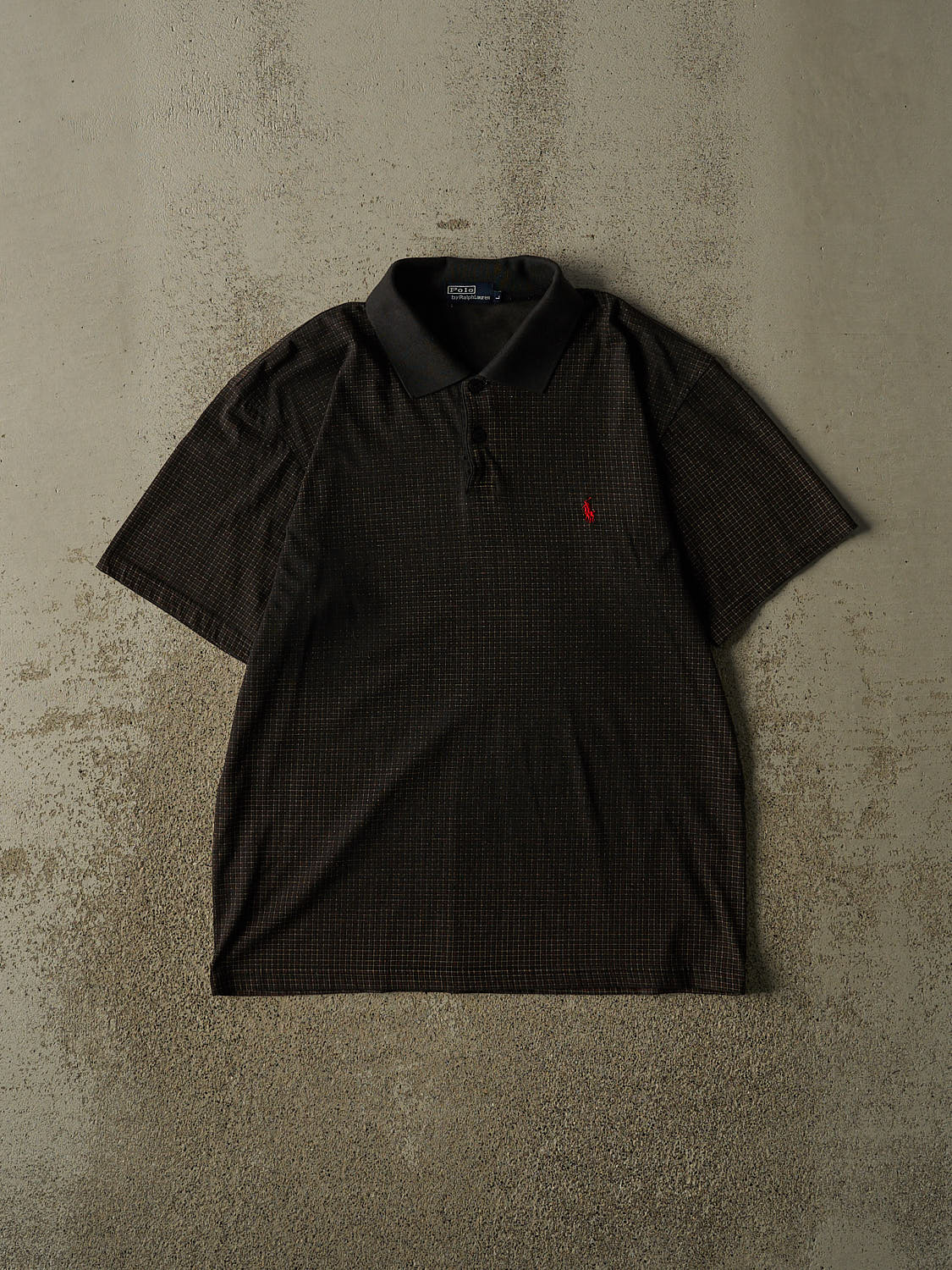 Vintage 80s Faded Black Polo Quarter Button Tee (M/L)