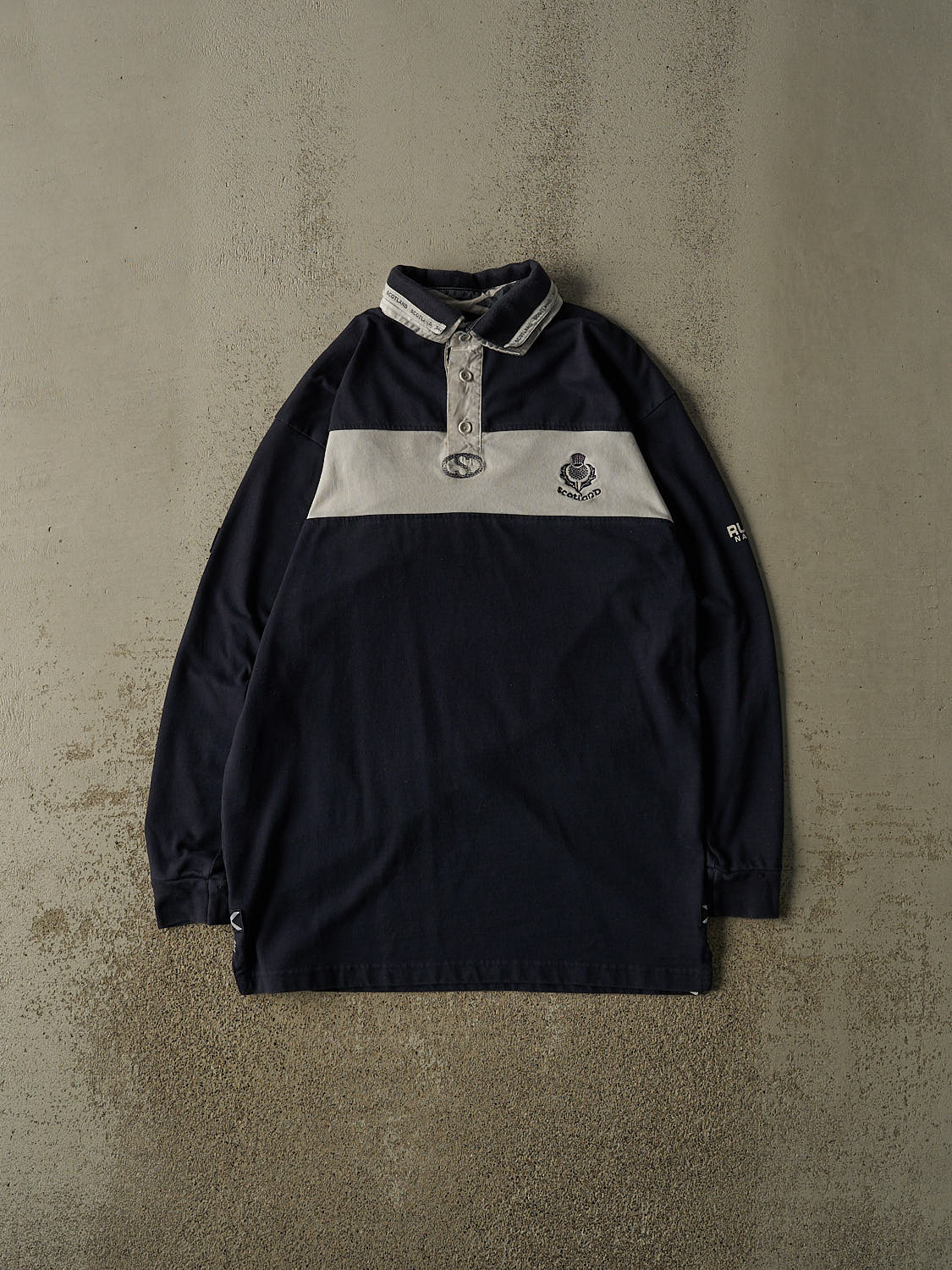Vintage Y2K Navy Blue Scotland Rugby Long Sleeve (L)