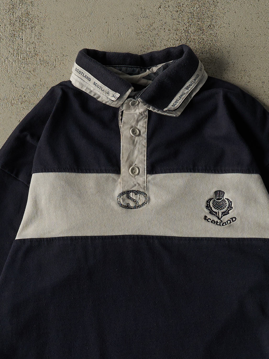 Vintage Y2K Navy Blue Scotland Rugby Long Sleeve (L)