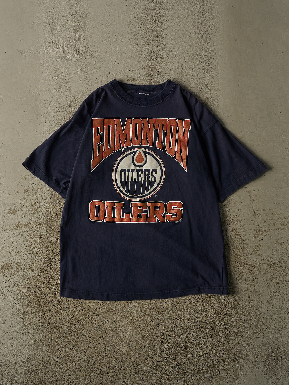 Vintage 90s Navy Blue Edmonton Oilers Tee (L/XL)